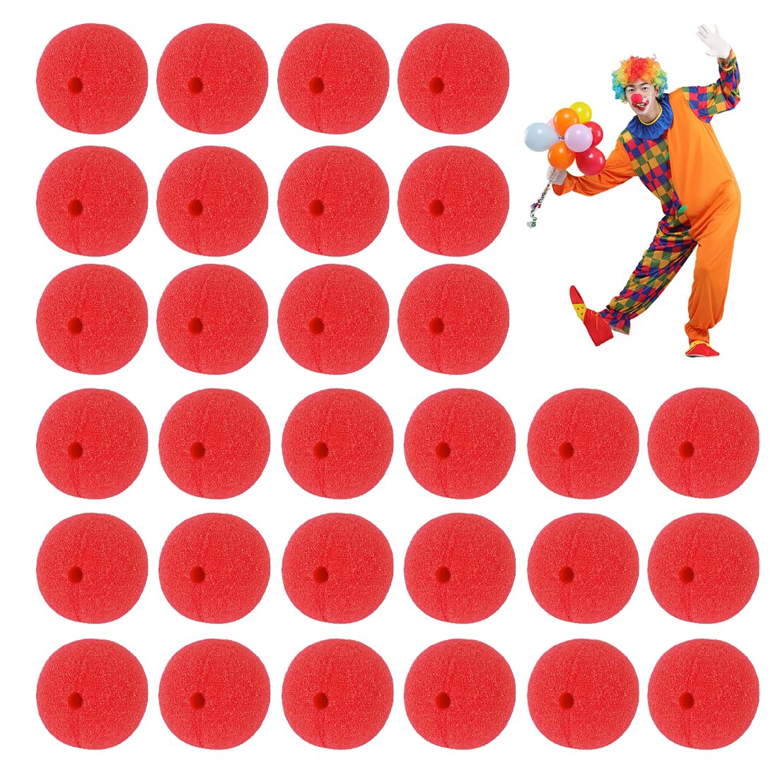 UZEXYO 30 Pack Red Clown Noses Soft Sponge for Adults and Kids Circus Party Costume Accessory Perfect for Red Nose Day 2026 Fun