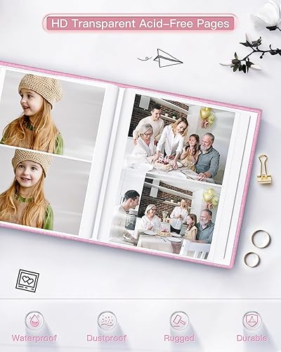 Vista 216 de popotop Álbum de fotos de 4 x 6 – 100 fotos libros con 100 bolsillos verticales, álbumes de cubierta de lino para familia, boda, aniversario, fotos