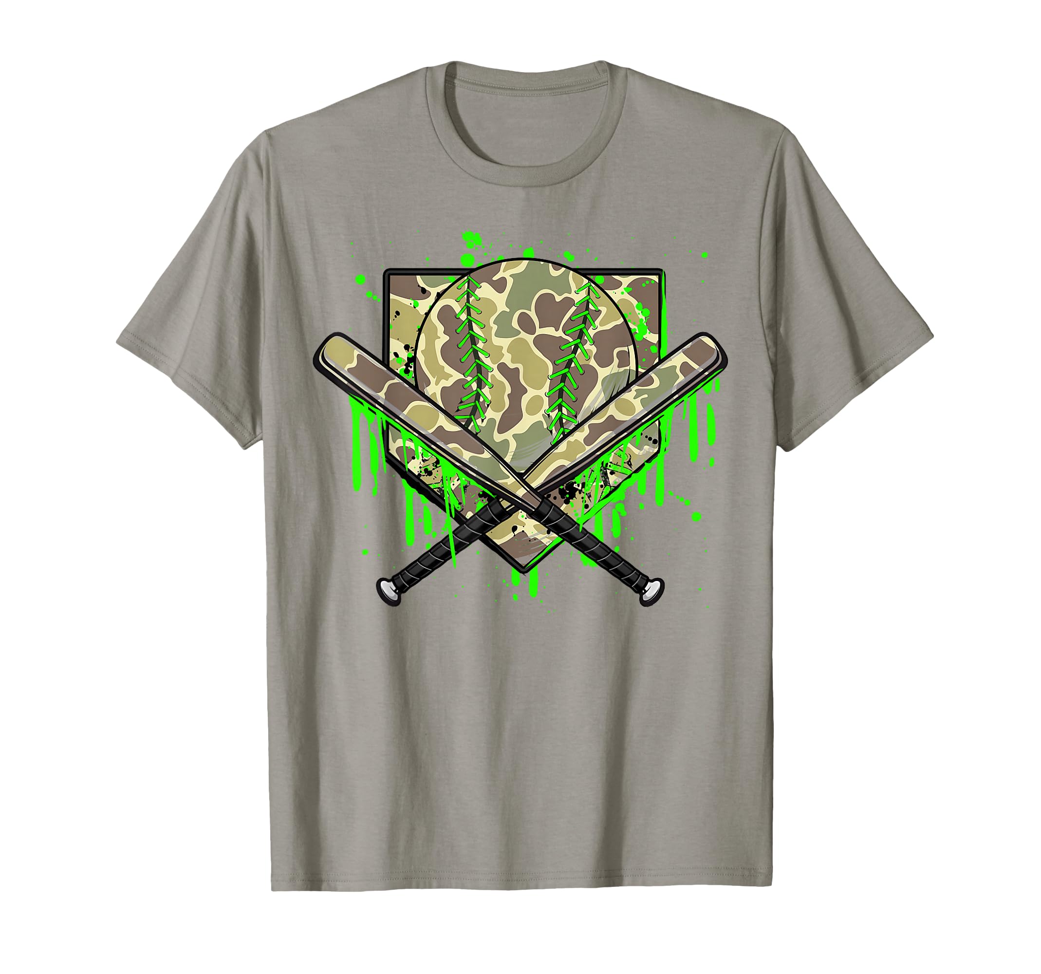 Baseball Drip Camo Home Plate Boys Sports Cool Game Day Drip T-Shirt