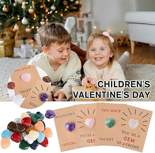 Miniatura 4 de LONNIY Paquete de 24 tarjetas de San Valentín con cristales en forma de corazón, tarjetas del día de San Valentín para la escuela, tarjetas de