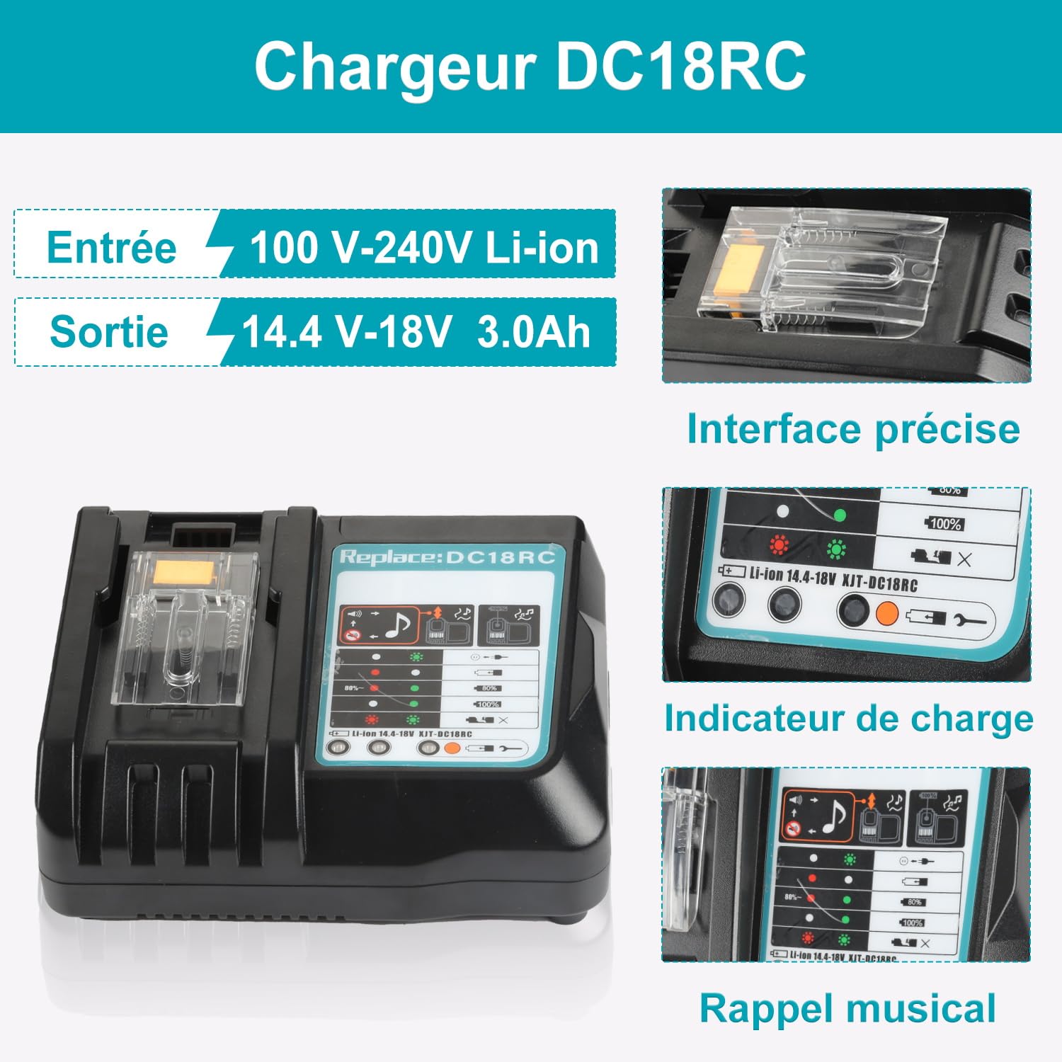 Energup BL1840 18V 4,0Ah Batterie de Remplacement + Chargeur pour Batterie BL1815 BL1830 BL1840 BL1850 DC18RA DC18RC