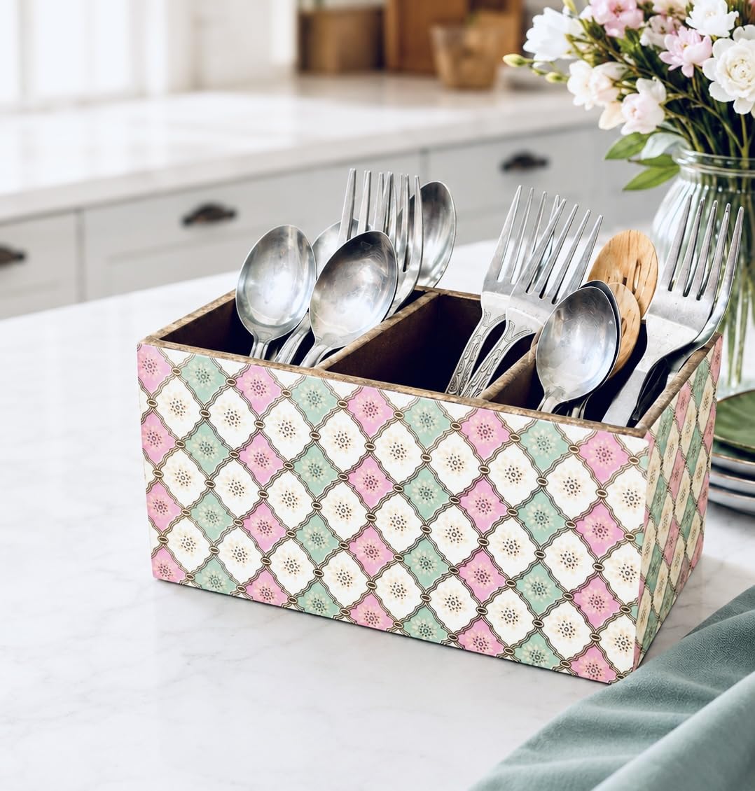 Handcrafted Cutlery Holder - 3 Compartments -13