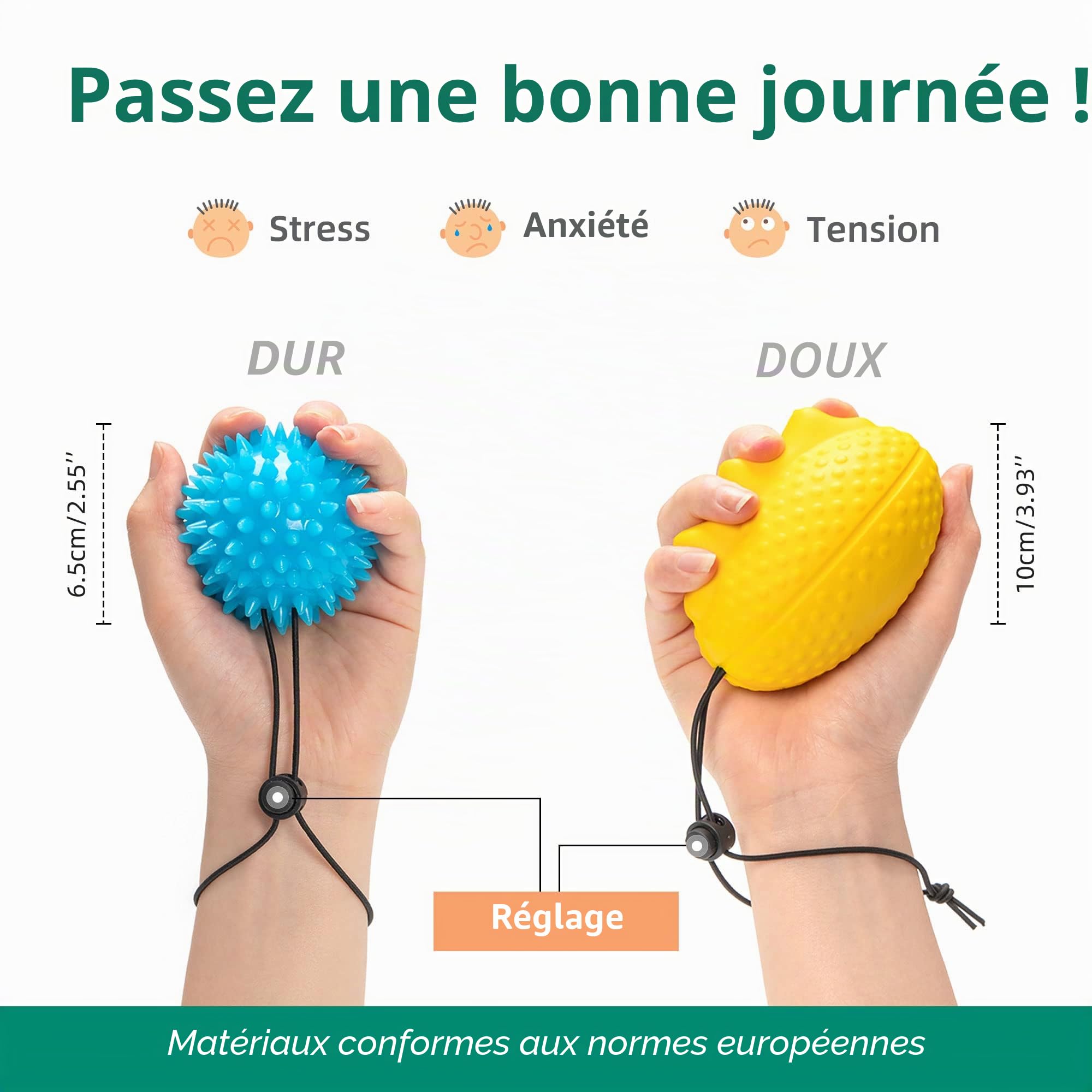 Lot De 7 Balles De Massage Pour Les Doigts – TPR, Mousse PU Et Silicone, Pour Rééducation, Force De Préhension, Stress, Ergothérapie