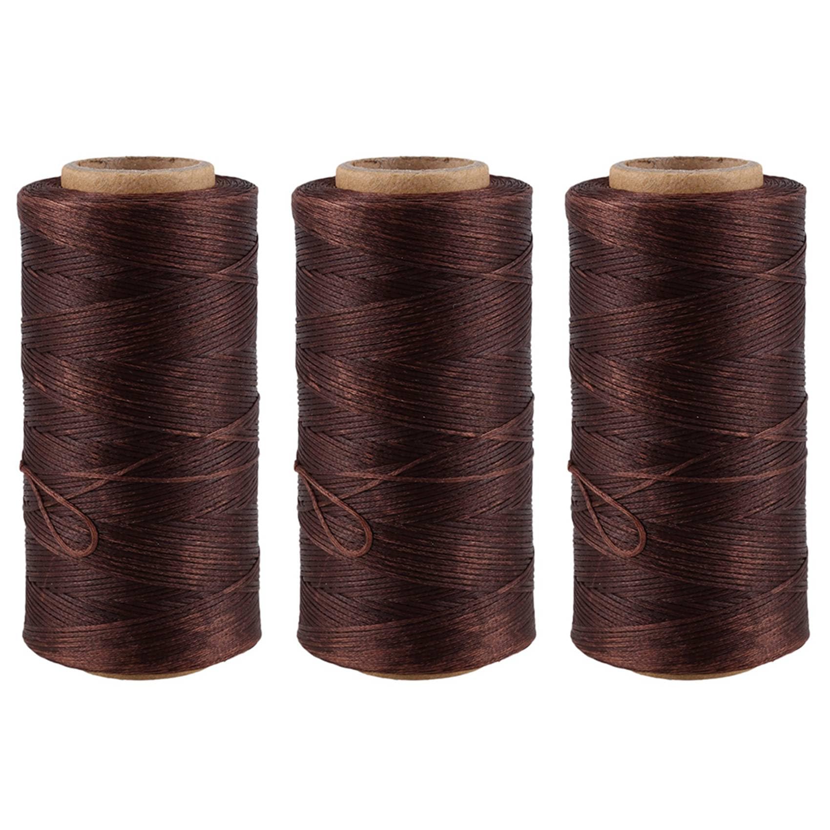 Vjsujehgy 3 Pcs 260M 150D 1MM Leather Sewing Waxed Wax Thread Hand Needle Cord Craft DIY :Light Brown