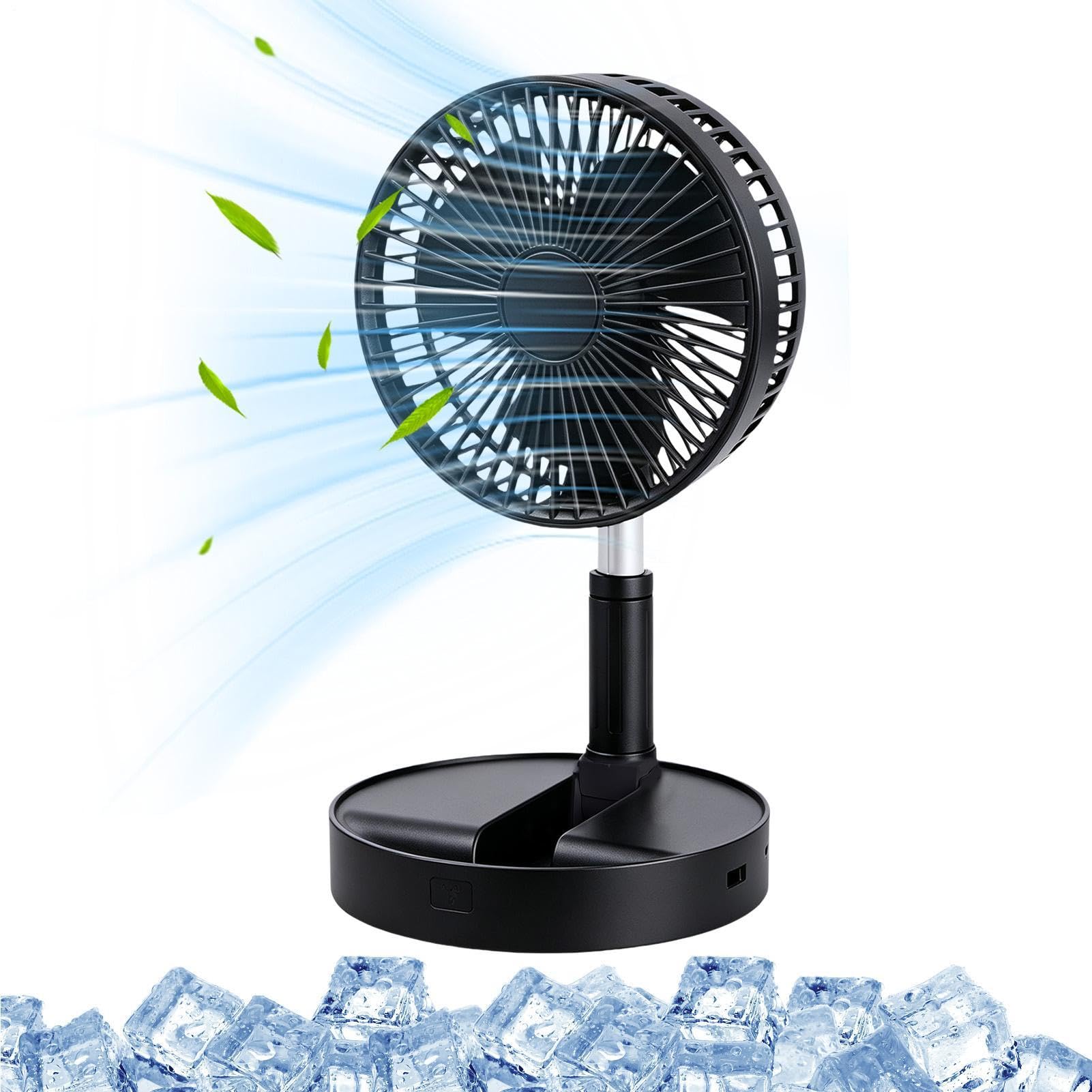Ventilatore Portatile Da Terra Inclinazione a 185 gradi e flusso d'aria | Ventilatore Portatile Pieghevole Silenzioso Per Camera per campeggio viaggio tenda cucina ufficio casa esterno