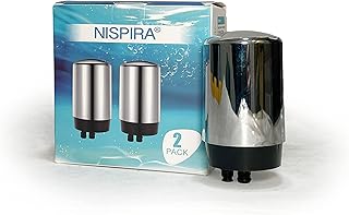 Nispira Water Filter Replacement For Brita Basic Complete Faucet Filtration Systems 36311 36312 FR-200 FF-100 | Removes Chlorine, Lead, Odor, Color | 100 Gallon | Polished Chrome Silver, Pack of 2