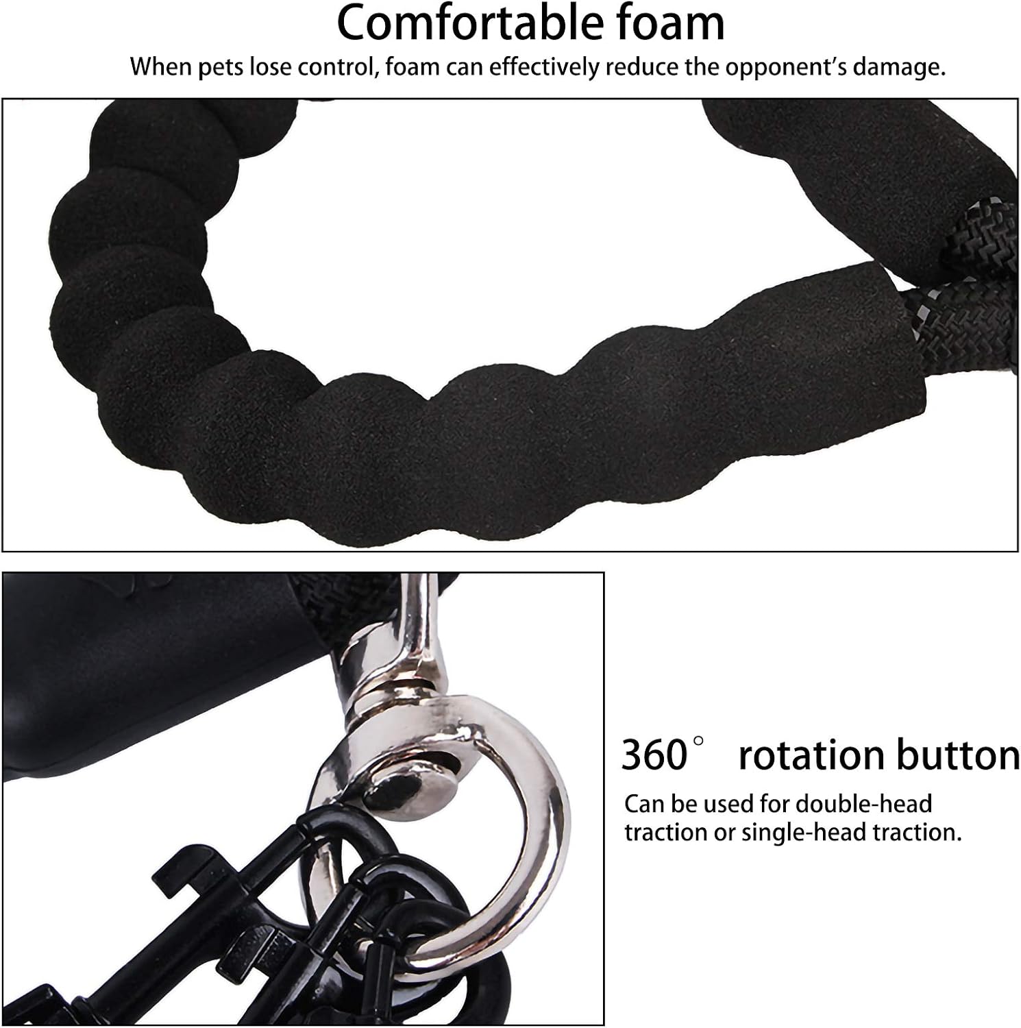 Greeney 3 Way Dog Leash,No Tangle Multiple Dog Rope Leash Nylon Pet Straps for Dog Outdoor Walking (Black)