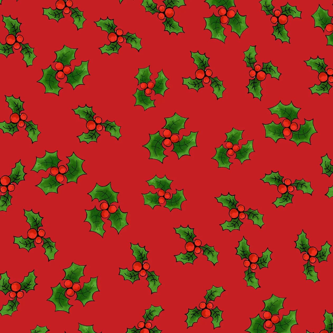 Lotsa Holly Red Fabric by The Yard for Quilting