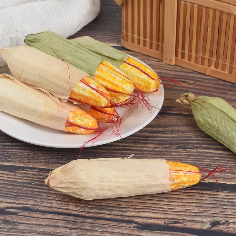 Hagao Fake Corn Husks Artificial Vegetables Simulation Corns Fake Vegetable for Home Kitchen Decoration 8PCS