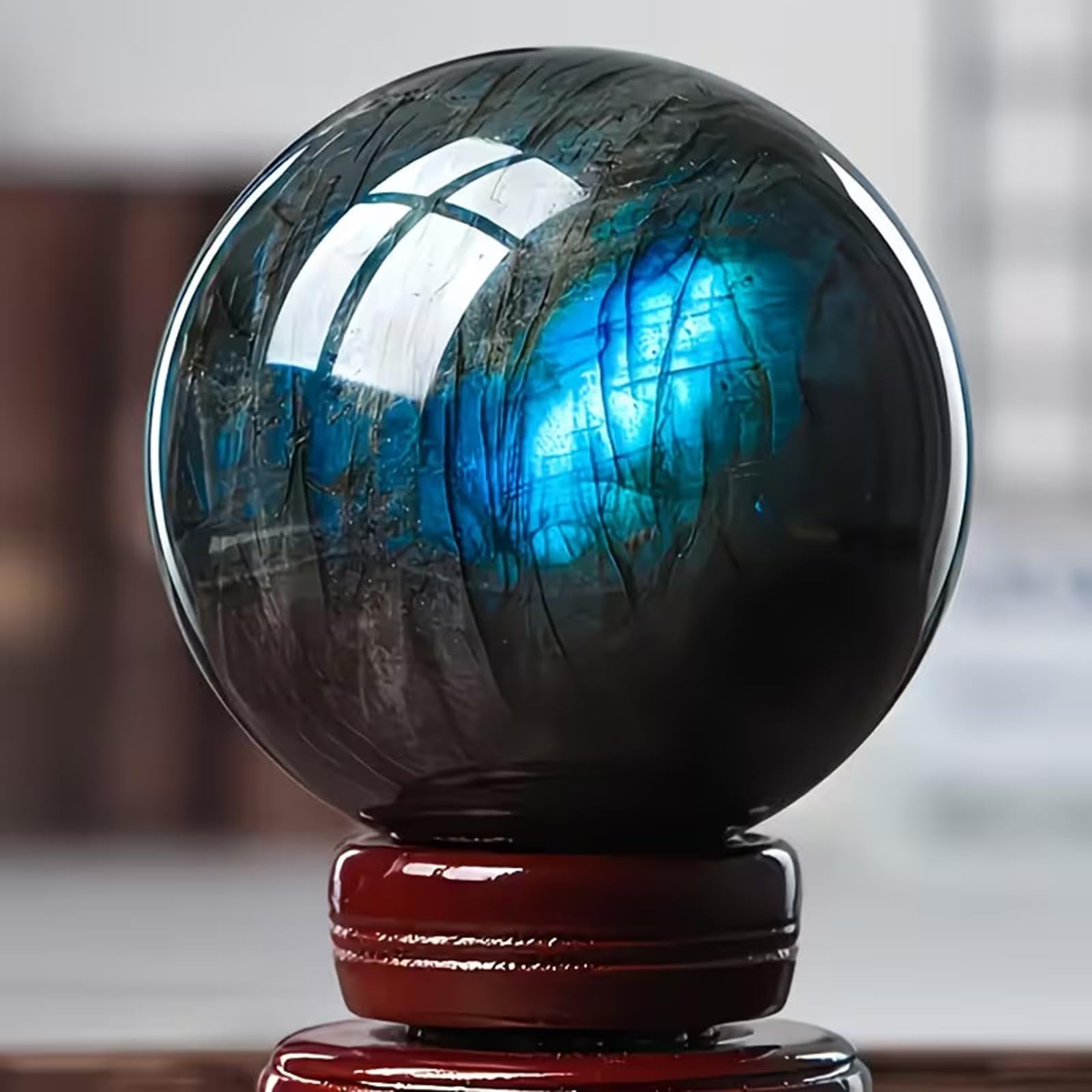 Sfera di cristallo naturale di labradorite, pietra preziosa per Reiki | Sfera di cristallo di quarzo, decorazione per la meditazione sulla stregoneria, ornamento per la scrivania di casa