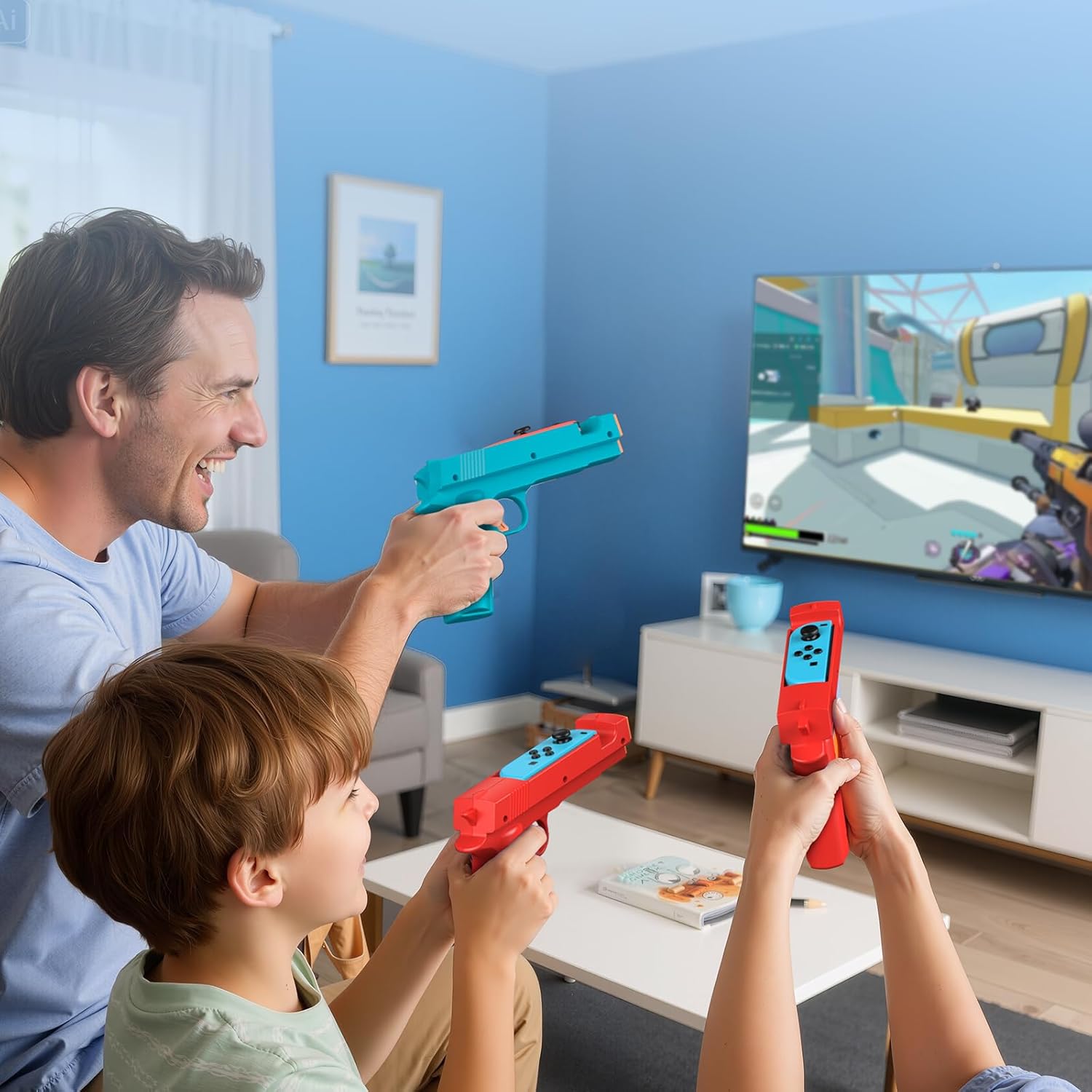 FASTSNAIL Controller Grips for Nintendo Switch/Switch OLED for Joy-Con, Replacement for Switch Joycon Controller Game Gun Hand Grips for Switch Joycons/Switch OLED (Blue+Red)