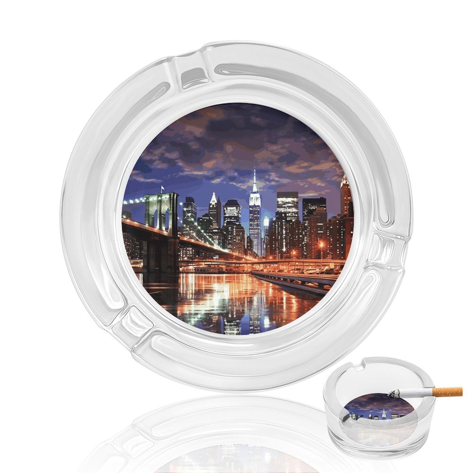 Cendrier en verre de nuit New York sans fumée pour maison et bureau