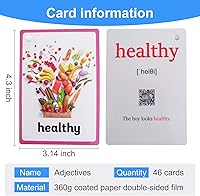 Vista 2 de Juego de 46 adjetivos para niños, tarjetas flash en inglés, tarjeta de bolsillo, educativa, aprendizaje de juguetes para bebés, para niños