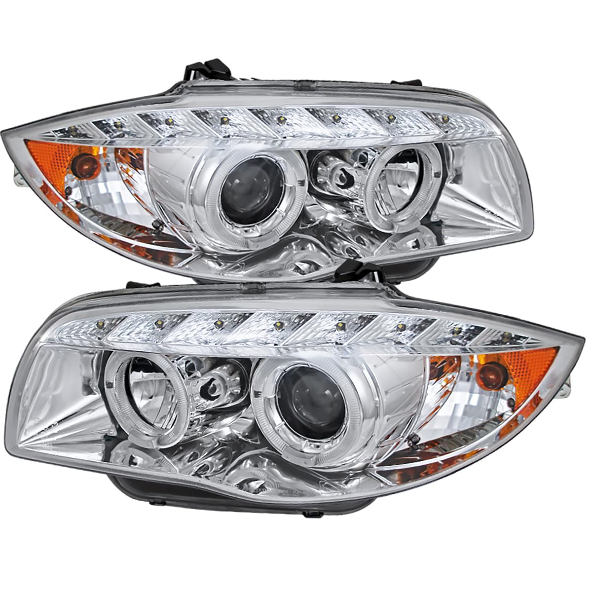 Carpartsinnovate For 04-11 E87 07-13 E82 E88 07-11 E81 LED Halo Clear Projector Headlights