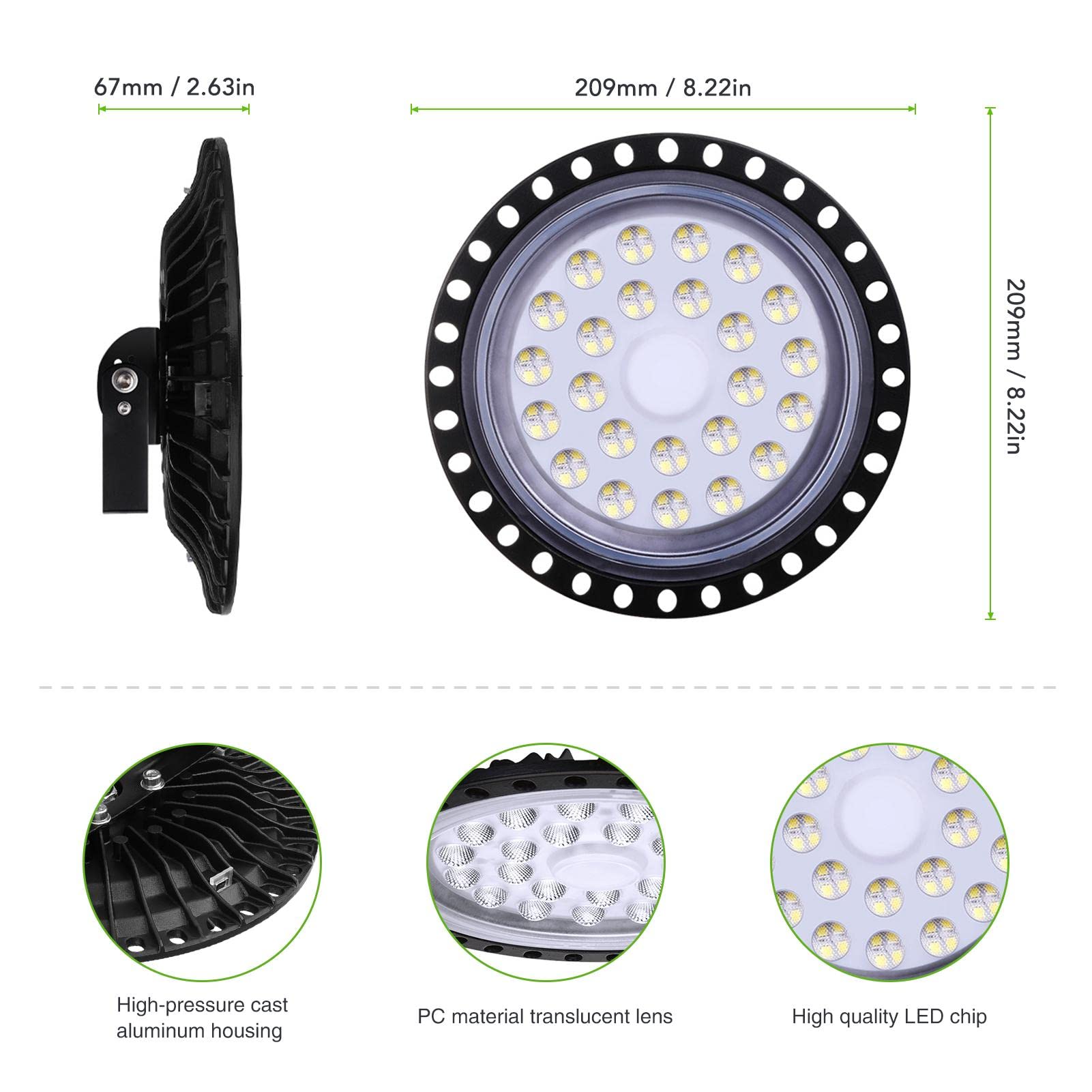 10 Stück LED UFO Industrielampe, 100W Hallenstrahler, 6500K Kaltweiß High Bay Licht, IP67 Wasserdicht Werkstattlampe für Fabrikhallen, Hallenstadion, Werkstätten