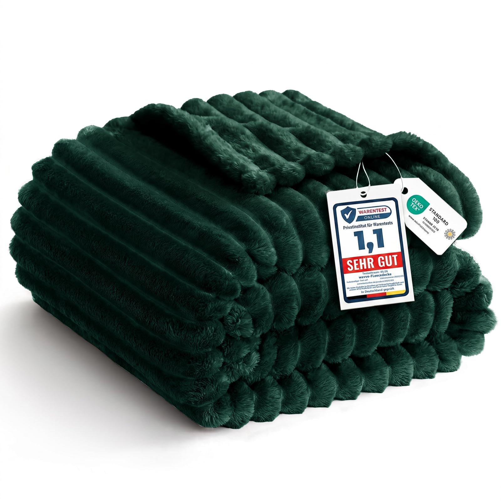 WAVVE Gestreifte Flanell-Decke