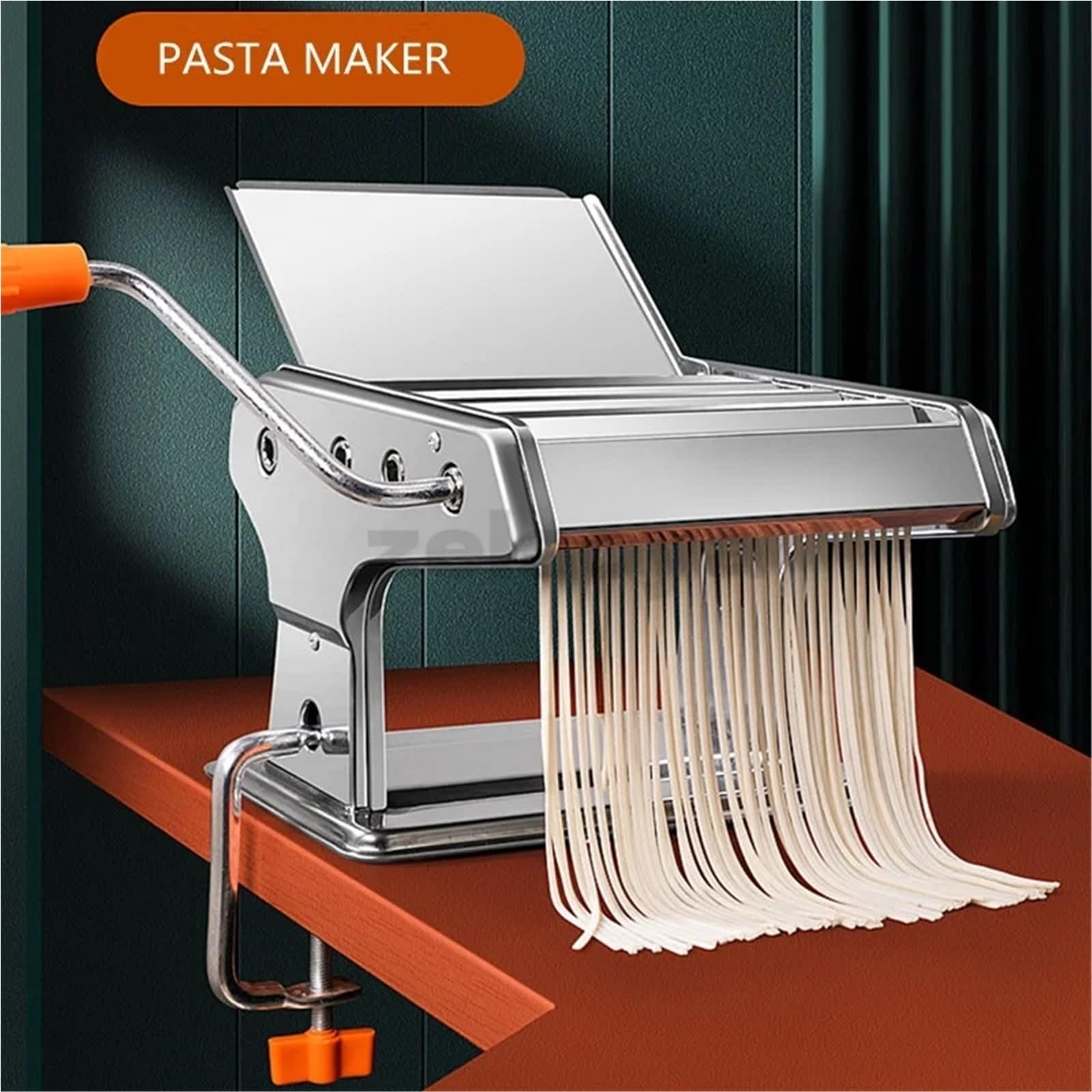 Nudelmaschine Manuell Familien-Nudelmaschine, kleine multifunktionale Teigpresse, manueller Rollmechanismus, automatische Teigtaschen-Wan-Tan-Haut-Maschine Für Fettuccini(2 Blades Silver)