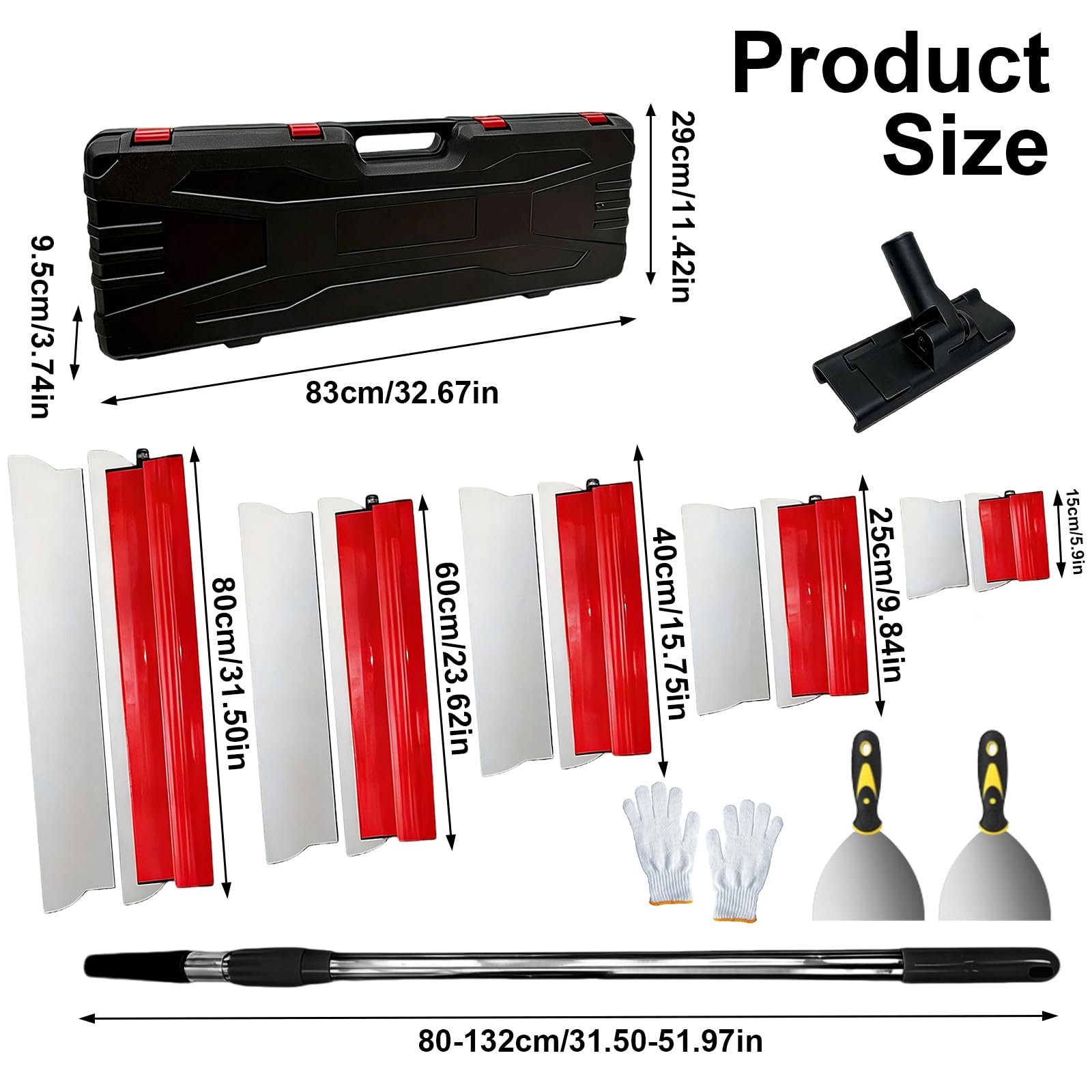 7-Teilig Flächenspachtel Set, Inkl. 5 Flächenschaber, 2 Handschaber