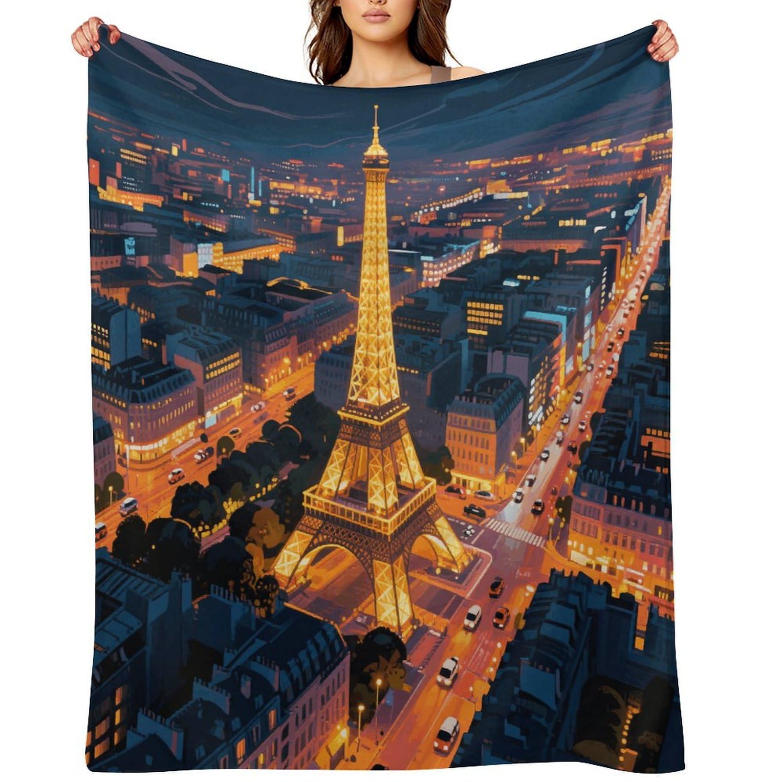 Eiffel Tower Throw Blanket for Couch and Bed Super Soft Warm Lightweight Throw Blankets Cozy Fuzzy Flannel Blanket Personalized Decorative Blankets for Sofa Decor 50"x60"