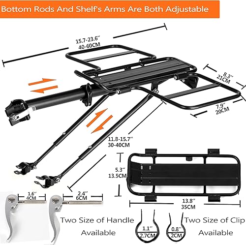Miniatura 6 de Estante plegable de carga para bicicleta de alas anchas, liberación rápida, universal, gran capacidad, altura ajustable de 24 a 29 pies