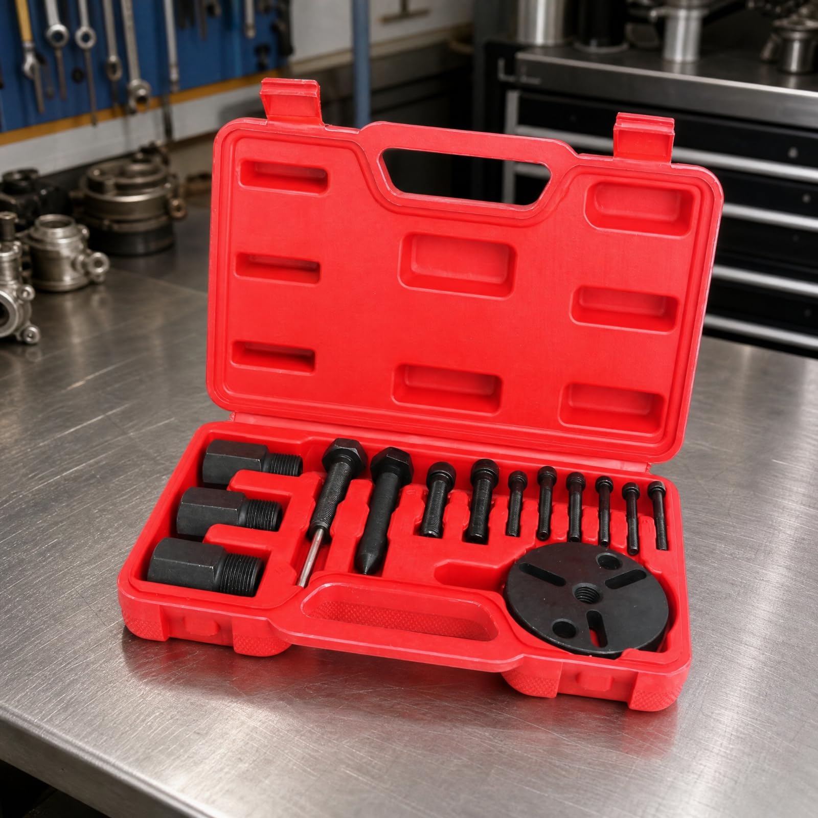predolo 14 Pezzi Kit Estrattore Frizione Compressore Clima Condizionata Auto Compatibile con più Modelli per Meccanici, Manunzione Veicoli, Officina, Garage