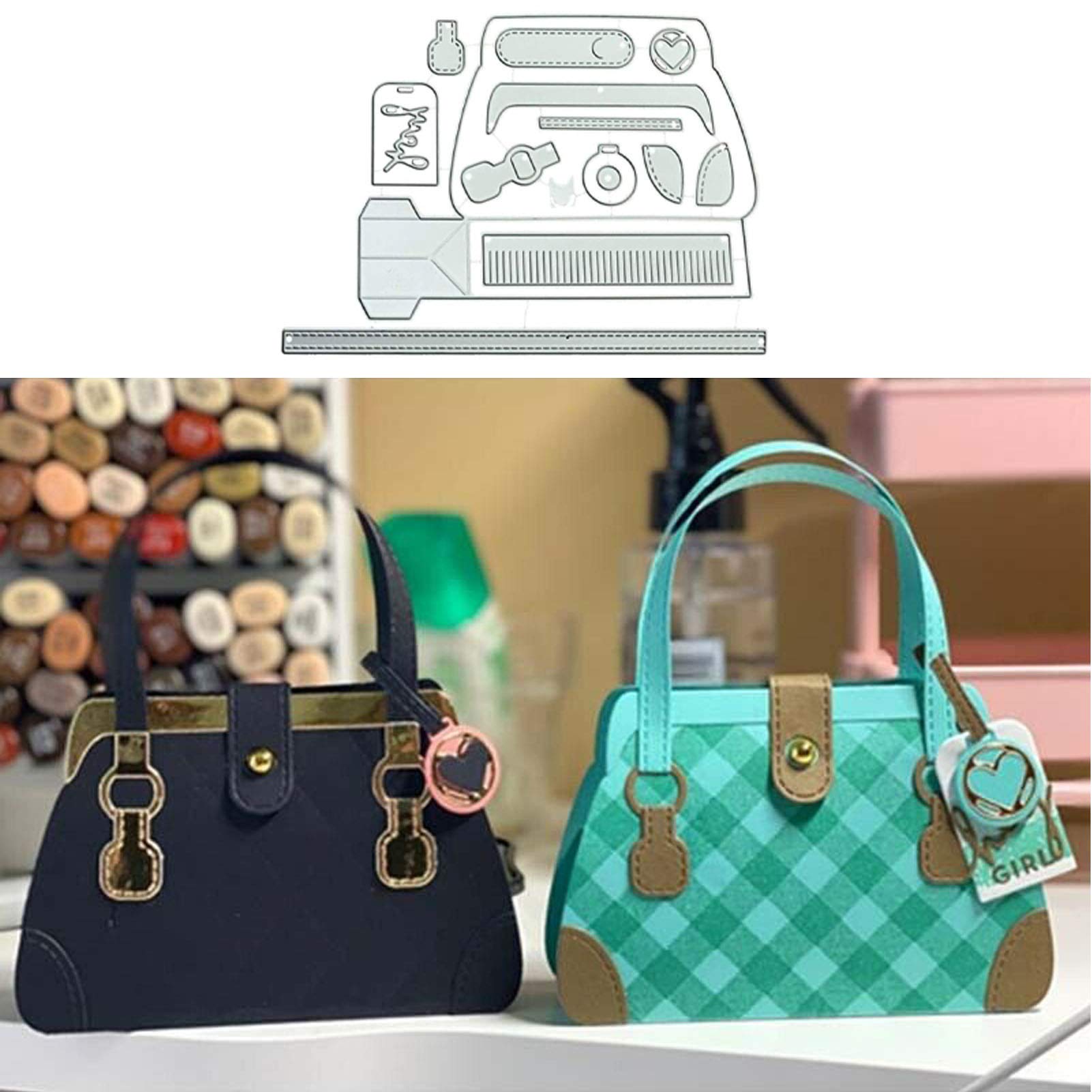 YunTrip Handbag Metal Cutting Dies, Women's Bag Embossing Stencil Mould Template for DIY Scrapbook Album Paper Cards Making Art Craft Decoration