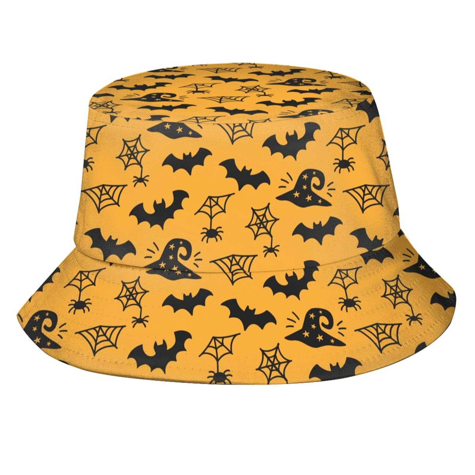Funny Halloween Pumpkin and Bats Bucket Hat Packable Unisex Outdoor Travel Fashion for Women Men Girls Boys, Halloween Bats 05, One size
