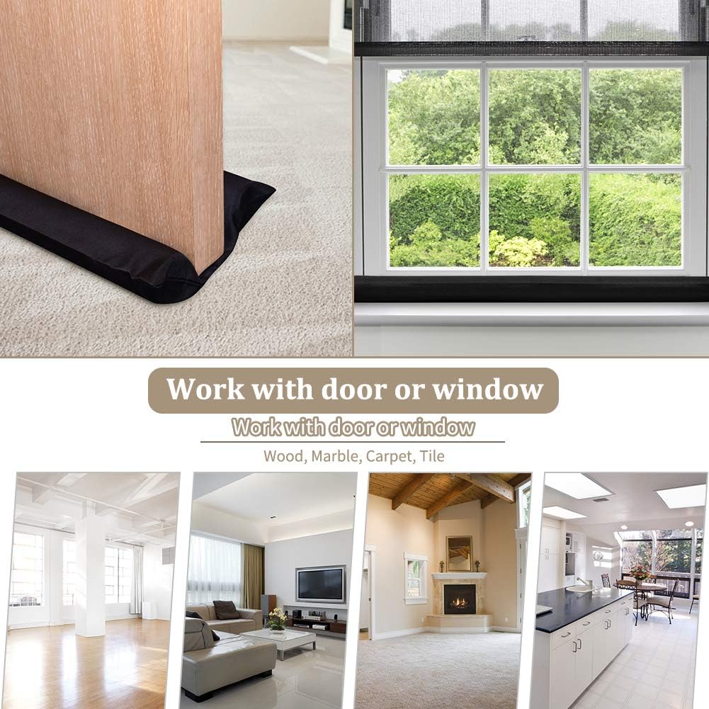 My OLi Under Door Draft Stopper 30-36" Twin Door Draft Blocker Adjustable Door Sweeps Noise Blocker Weather Stripping Window Breeze Blocker