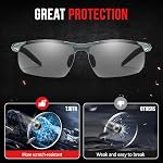 TJUTR Mens Photochromic Sunglasses Day & Night Driving Z87 Sun Glasses Polarized UV400 Protection Safety Glasses