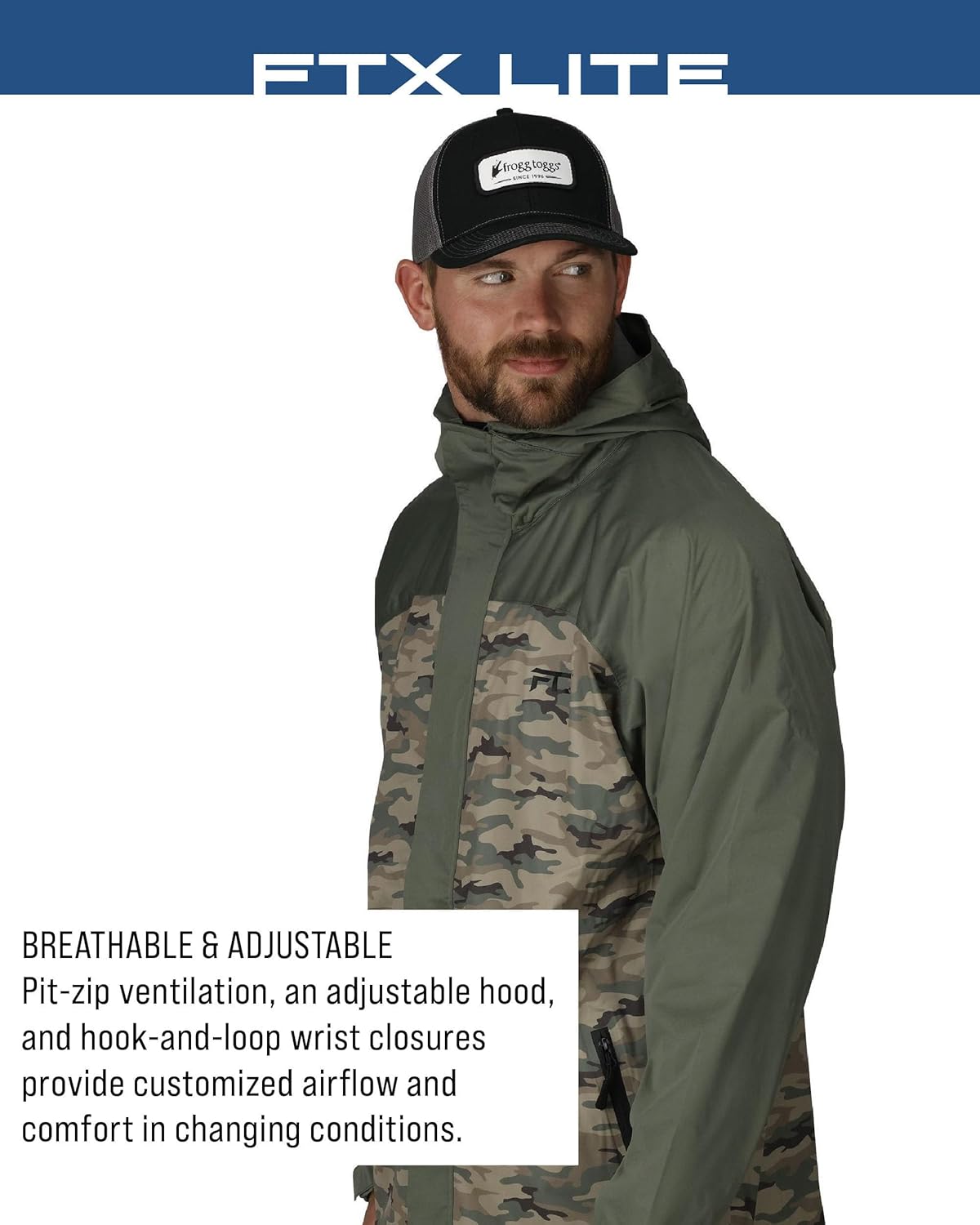 FROGG TOGGS Men's FTX Lite Rain Jacket - 3-Layer Waterproof, Breathable, Stretch Comfort