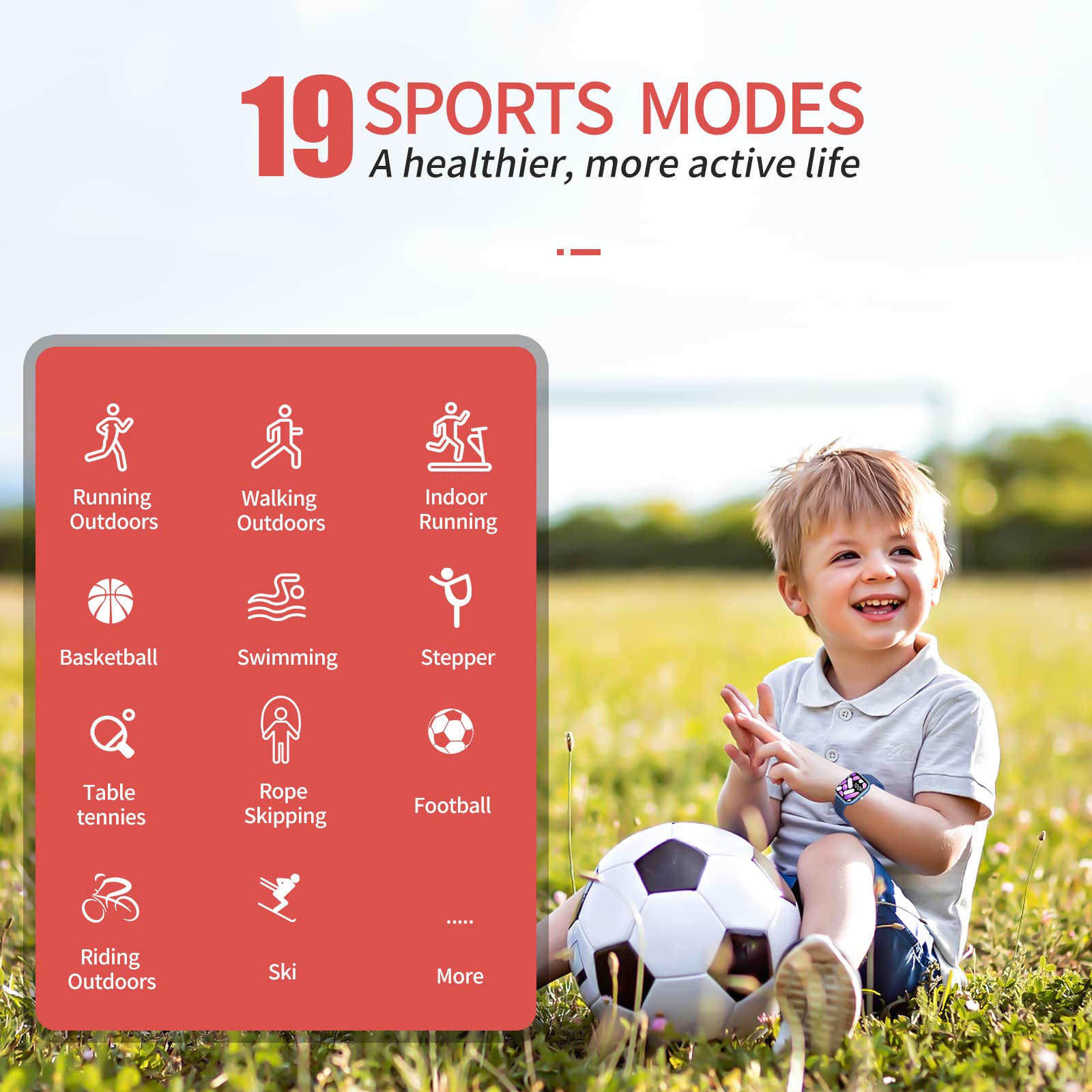 HENGTO Orologio Fitness Tracker per Bambini, Orologio Intelligente per Bambini Impermeabile IP68 19 Modalità Sport, Frequenza Cardiaca, Monitor del Sonno, per Ragazzi Ragazze Adolescenti 6-16