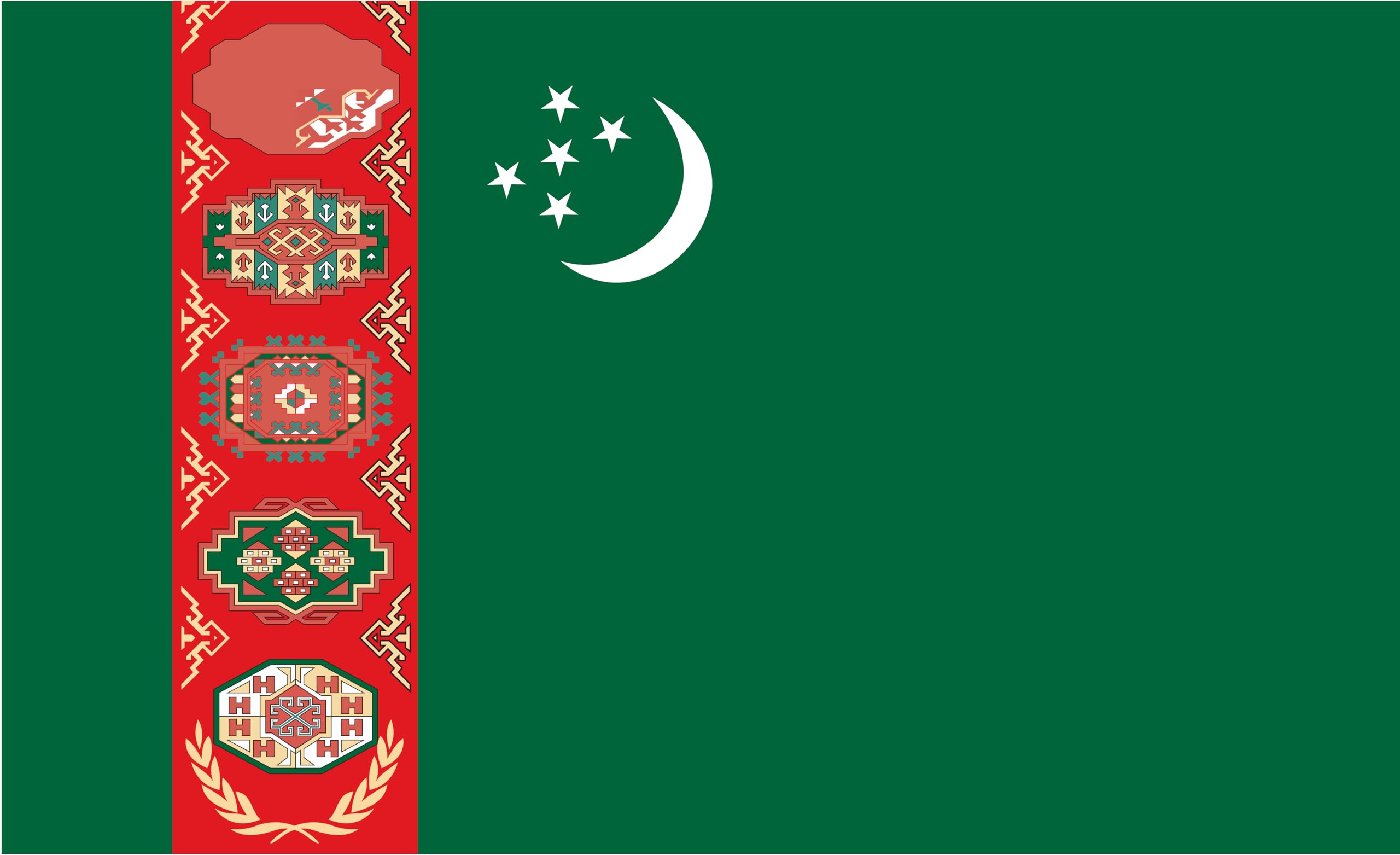 Drapeau du Turkménistan national 150x90 cm en tissu ultra marin