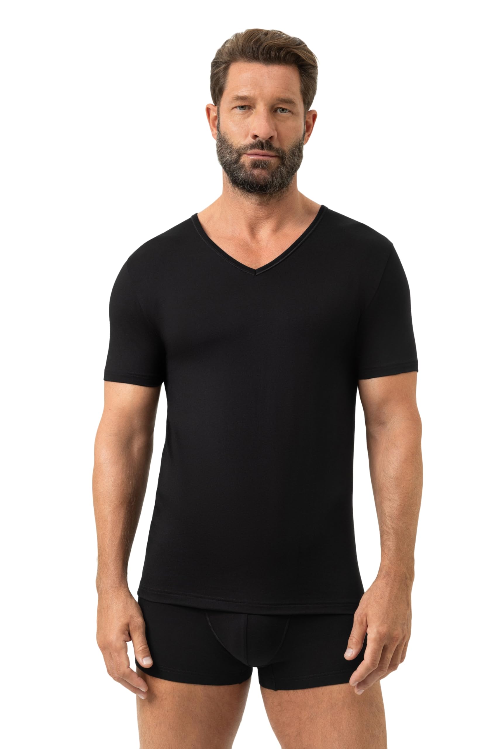 Mey 46007-123 Men's Dry Cotton Black Solid Colour Short Sleeve Top 3XLarge (Brand Size 9)