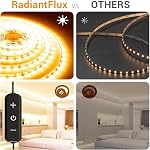 RadiantFlux Lumières de bande led blanc chaud pour la chambre, 16.4ft 300Leds, Dimmable, souple, super lumineux LED Lampes à ruban pour salon, cuisine, Vanity Mirro (utilisation intérieure)