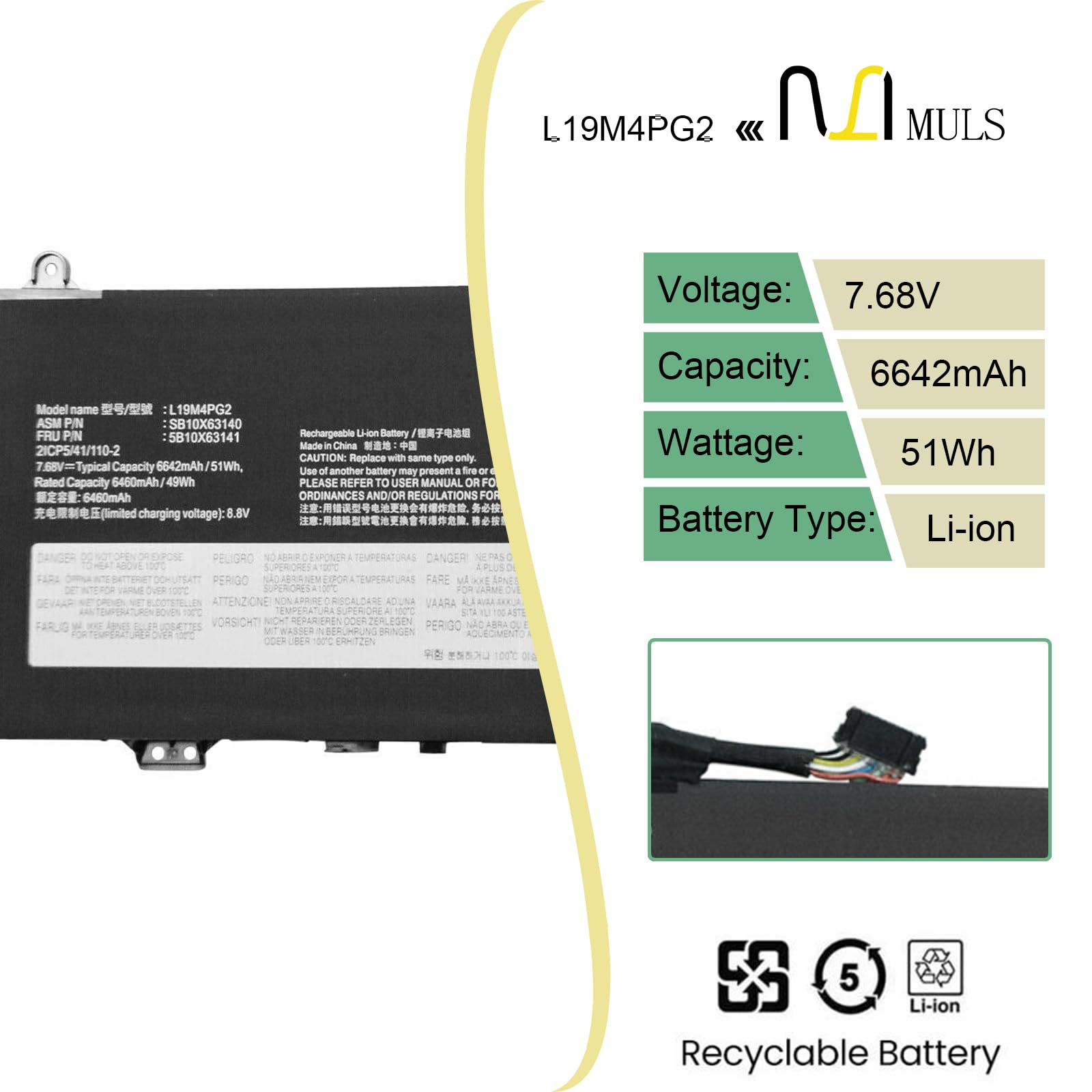 Amazon.com: L19M4PG2 51Wh Laptop Battery Replacement for