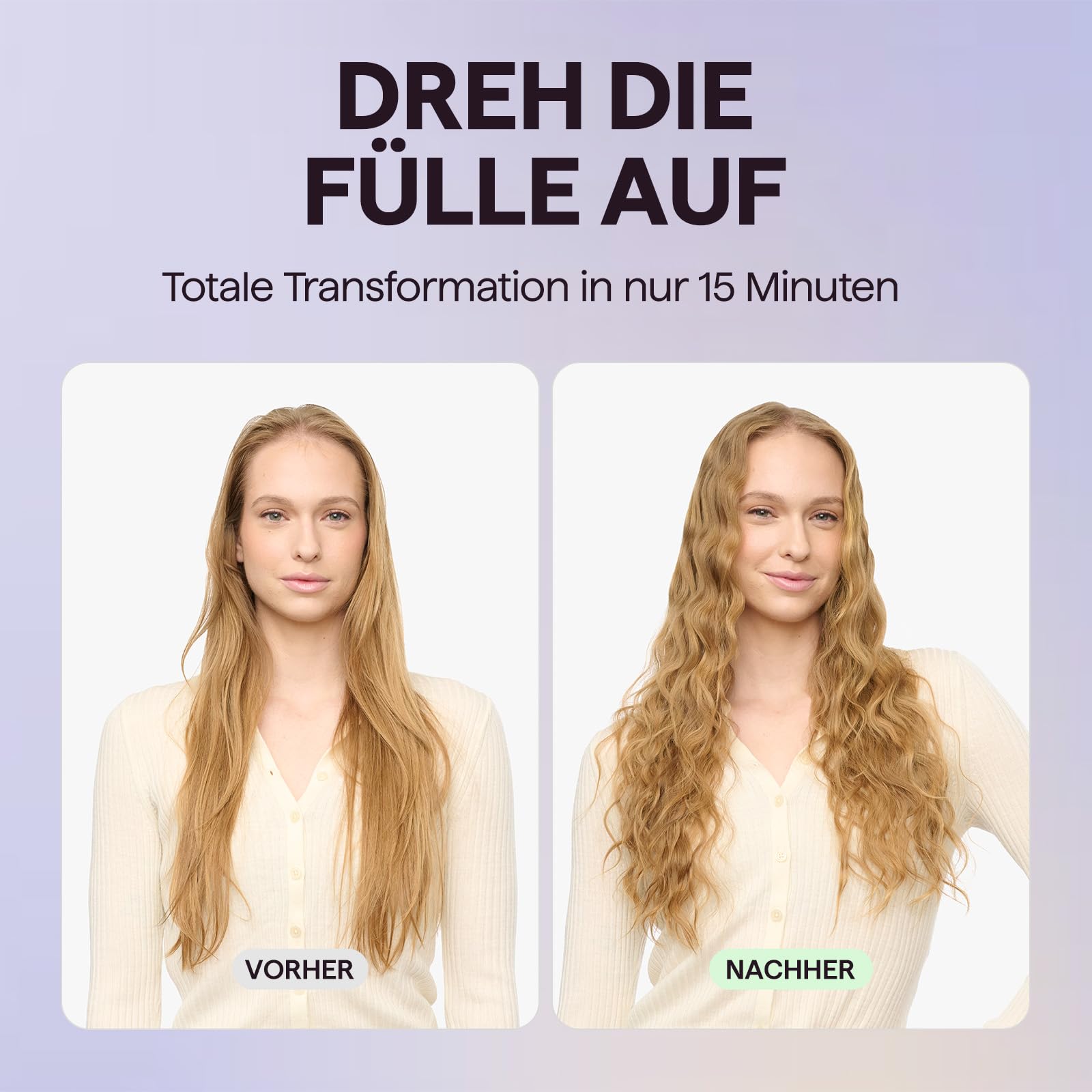 Wavytalk Power Wave Welleneisen Für Haare, Kreppeisen Für Große Wellen, Mit Ionenschutz & Belüftung Für Weniger Hitzeschäden, Müheloser Lockenstab, Dual-Voltage, Rose