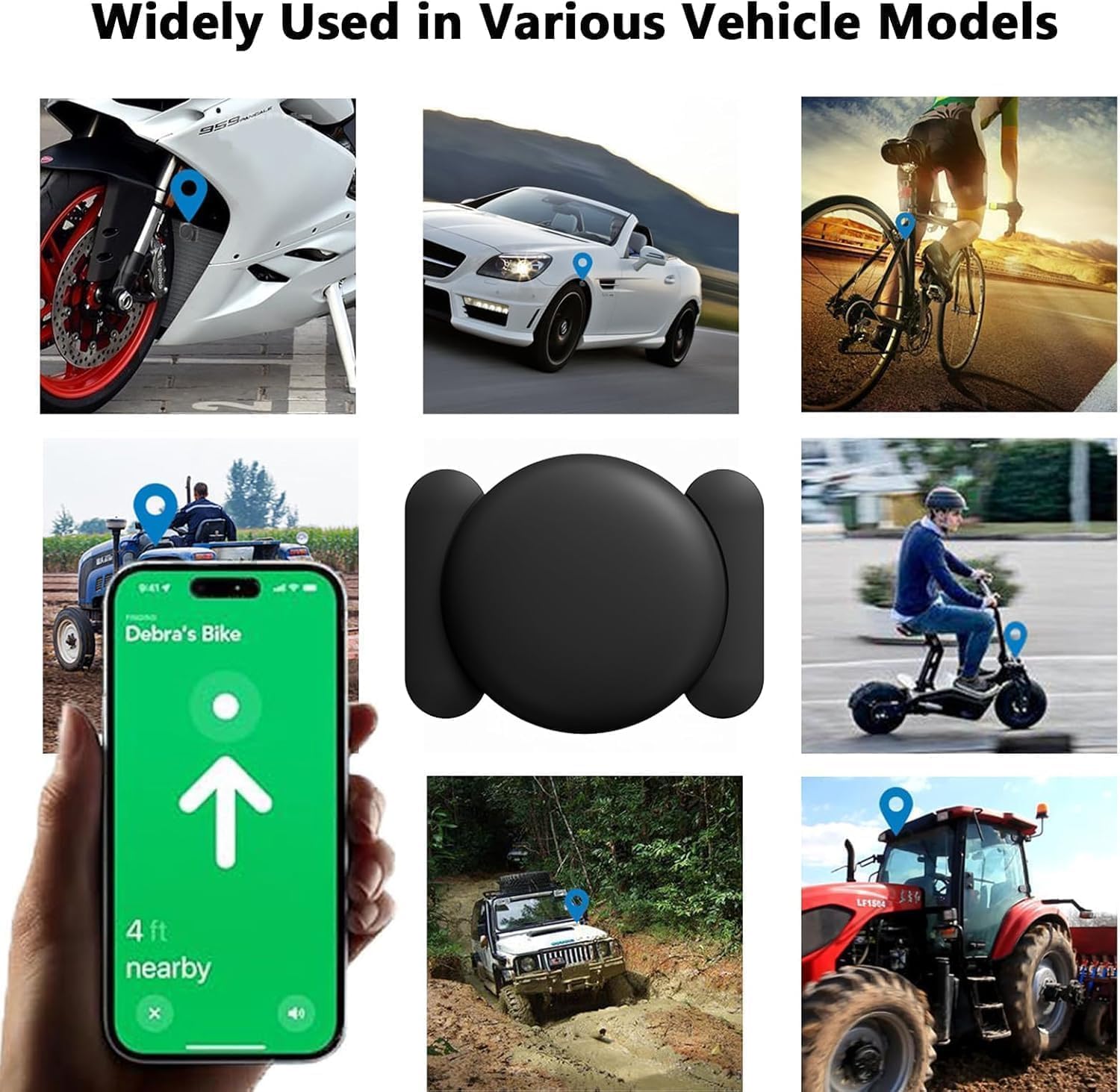 Mini localizzatore nascosto per auto con custodia magnetica, dispositivo di monitoraggio della tariffa mensile per veicoli funziona con Apple Find My (solo iOS) (nero, 2 pezzi)
