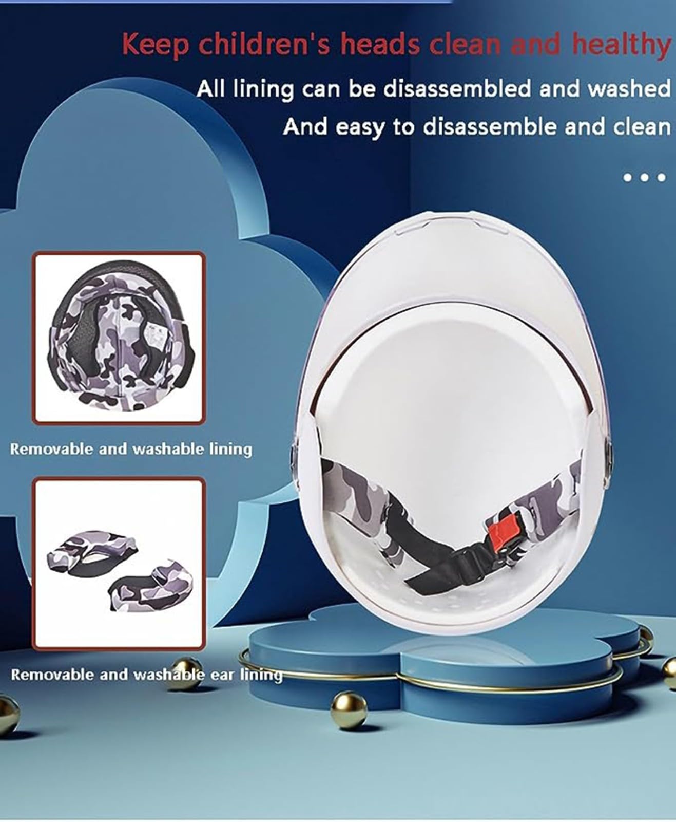 Leuke Kindermotorhelm, 3-14 Jaar Oude Jongens Meisjes Open Halve Helm Snelsluiting Half Gezicht Geschikt Voor Cruiser Scooter DOT/ECE Goedgekeurde Fietshelmen W,45-55CM