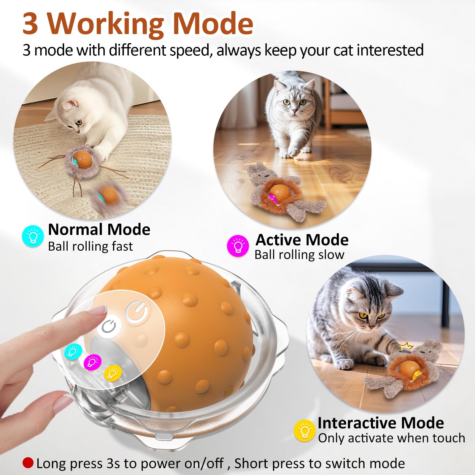 Sofolor Juguetes interactivos para gatos de interior, juguete eléctrico de ratón, juguetes automáticos para gatos adultos aburridos de interior, activado por movimiento, alfombra de rodamiento rápido