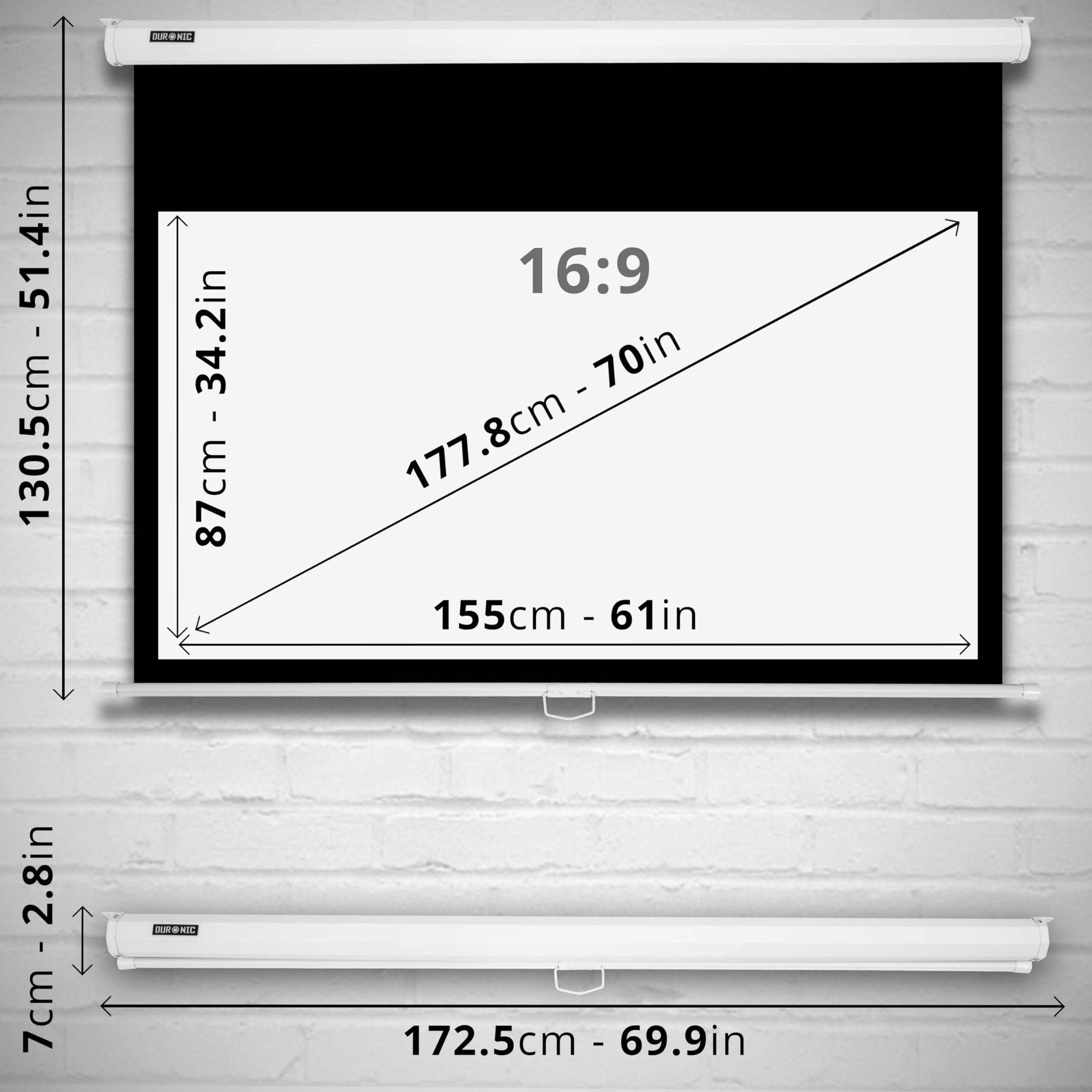 Duronic MPS70 16:9 Telo Proiettore 70 pollici | Schermo per proiettore, Telo da proiezione interno esterno, Home theater cinema Full HD 3D 4K