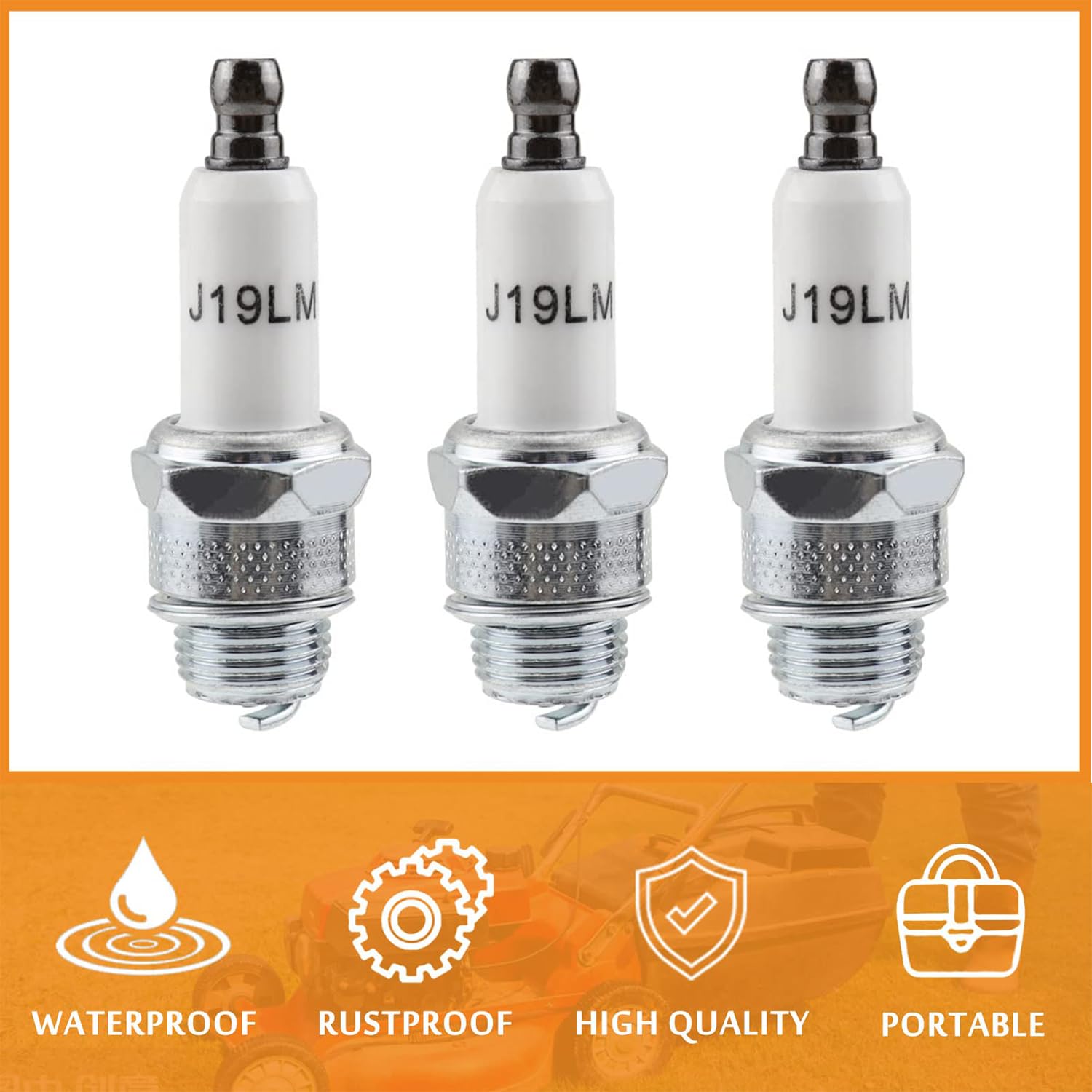 Bougies D'allumage RJ19LM - Lot De 3 Pour Tondeuse à Gazon 4 Temps (compatible 796112, 796112S) - 6