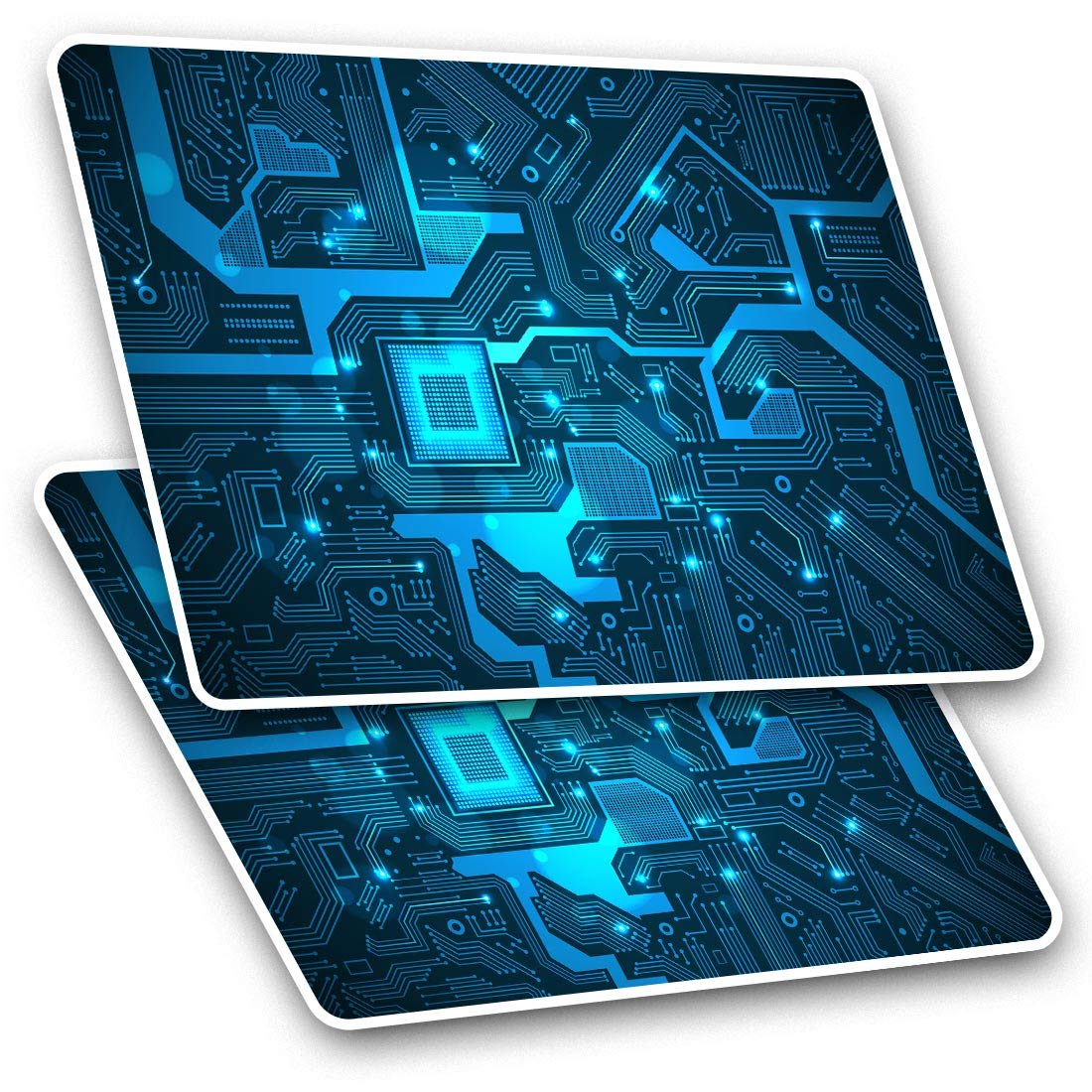 Destination Vinyl Ltd Multi Rectangle Stickers (Set Of 2) 10Cm - Blue Computer Chip Electronics Gamer Fun Decals For Laptops,Tablets,Luggage,Scrap Booking,Fridges, #16935