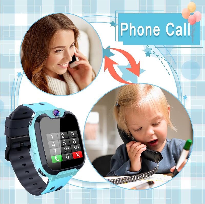 PTHTECHUS Gyerek Okosóra 7 Játékkal - MP3 Zenelejátszó Érintőképernyős Smartwatch Kamerával, 1GB SD Kártyával, Kék, 4-12 Éveseknek