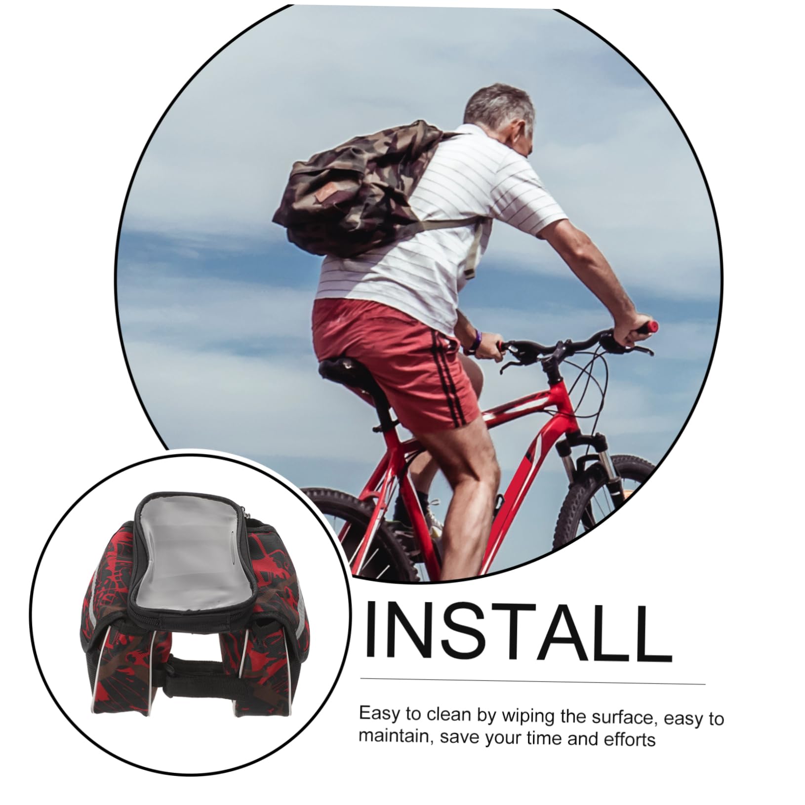 INOOMP 4 Stück Fahrrad Handy Halterung Satteltasche Abnehmbare Fahrradtasche für Smartphones mit Regenschutz für Straßen und Mountainbikes für Schlüssel und Geld