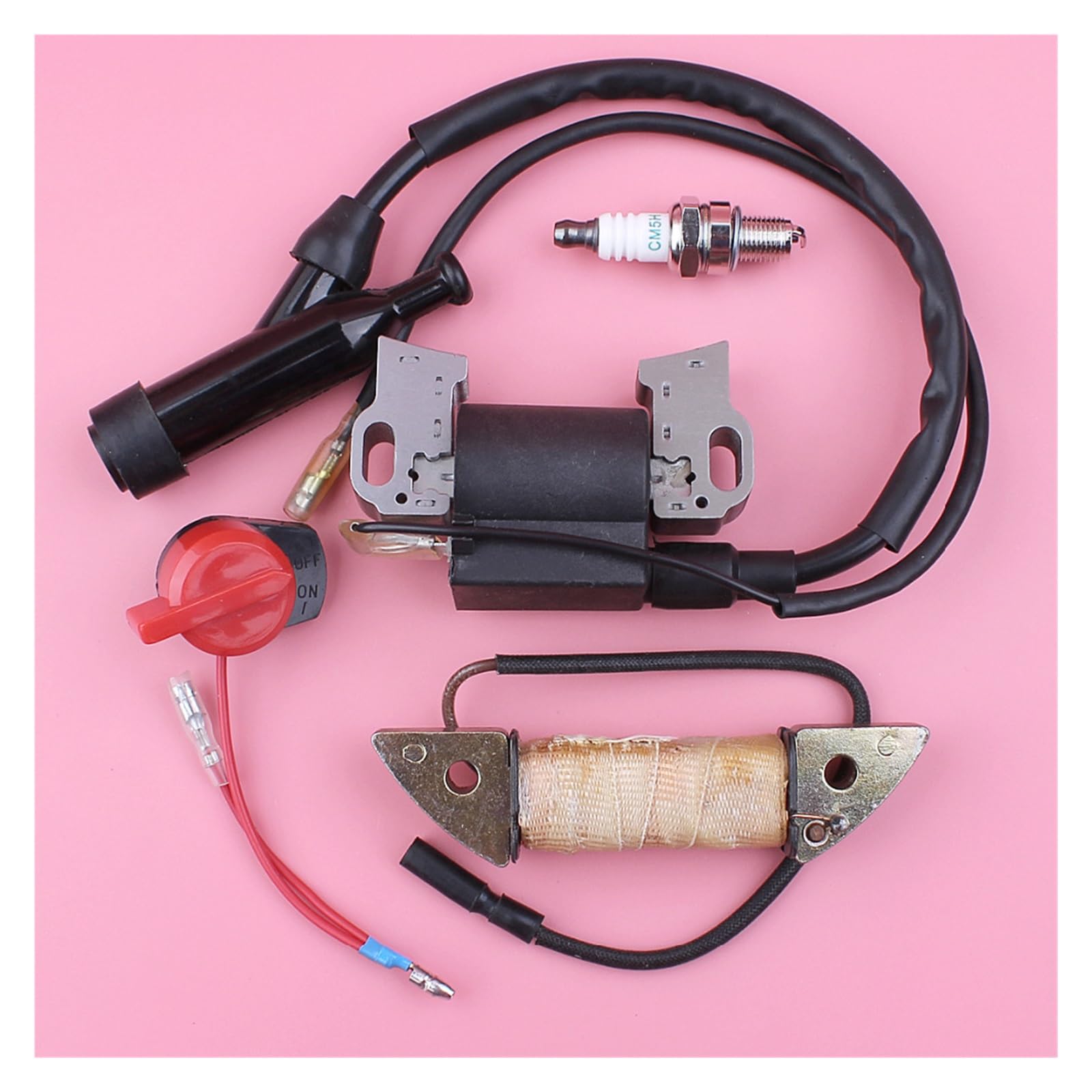 Kit de bujía de Interruptor de Parada de Bobina de Carga de Encendido for GX340 GX390 11HP 13HP GX 340 390 Pieza de Motor de cortacésped