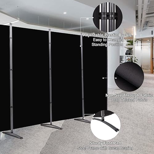 Miniatura 3 de Room Divider, 6 Panel Office Partition, Movable Fabric Folding Privacy Screens, Office Wall Divider Screen for Classroom, Bedroom, Freestanding