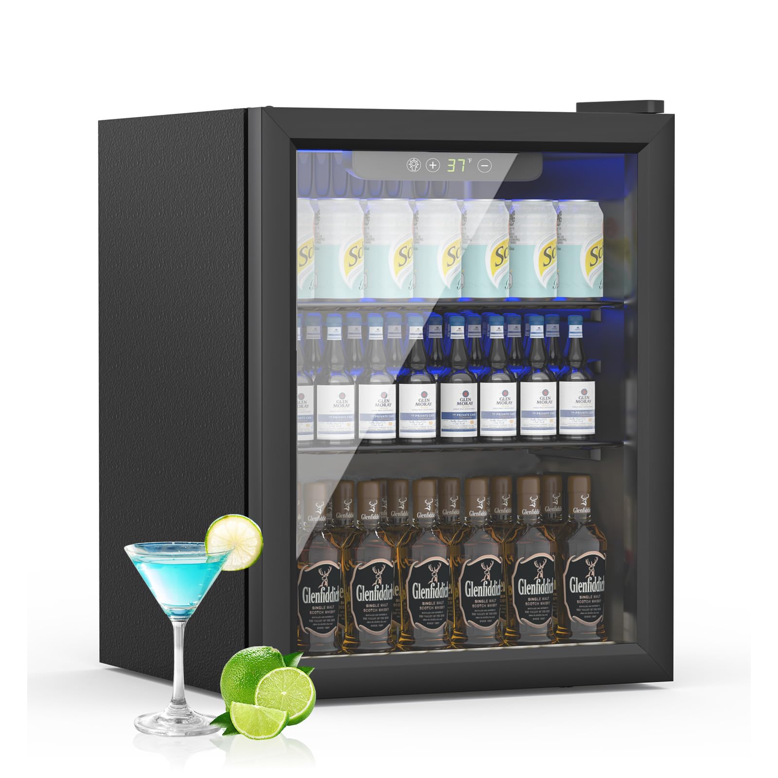 Stopasd Beverage Refrigerator Cooler, 1.7 Cu.Ft/70 Can Drink Fridge with Adjustable Shelves & Clear View Door Soda Wine Beer, Quiet Undercounter Small Fridge for Home/Office/Bar/Garage(40-61 ℉), Black on Fridge.com