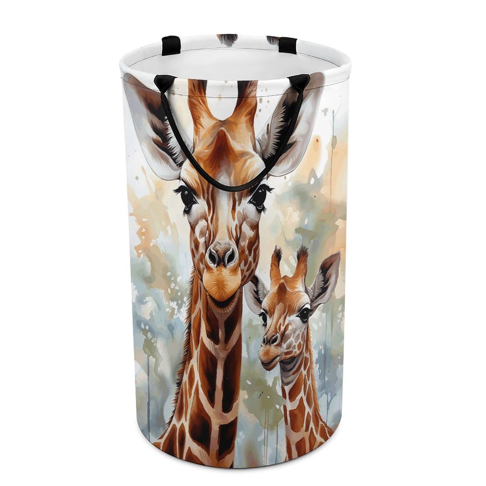 Panier à linge girafe aquarelle pour organiser la chambre enfant