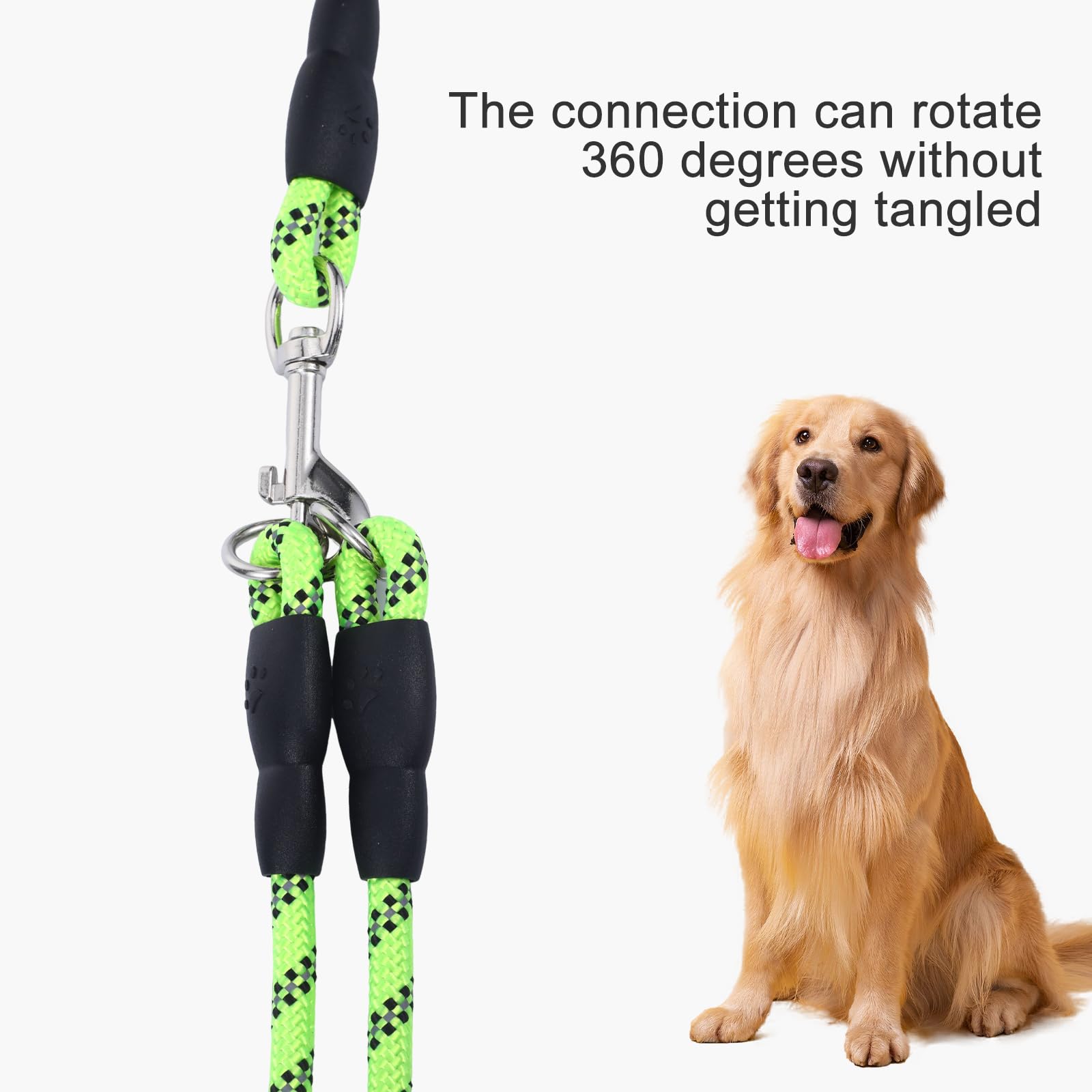 Double Dog Lead for Walking 2 Dogs No Tangle, Dual Leash Splitter with Double Ended Clips - Image 4