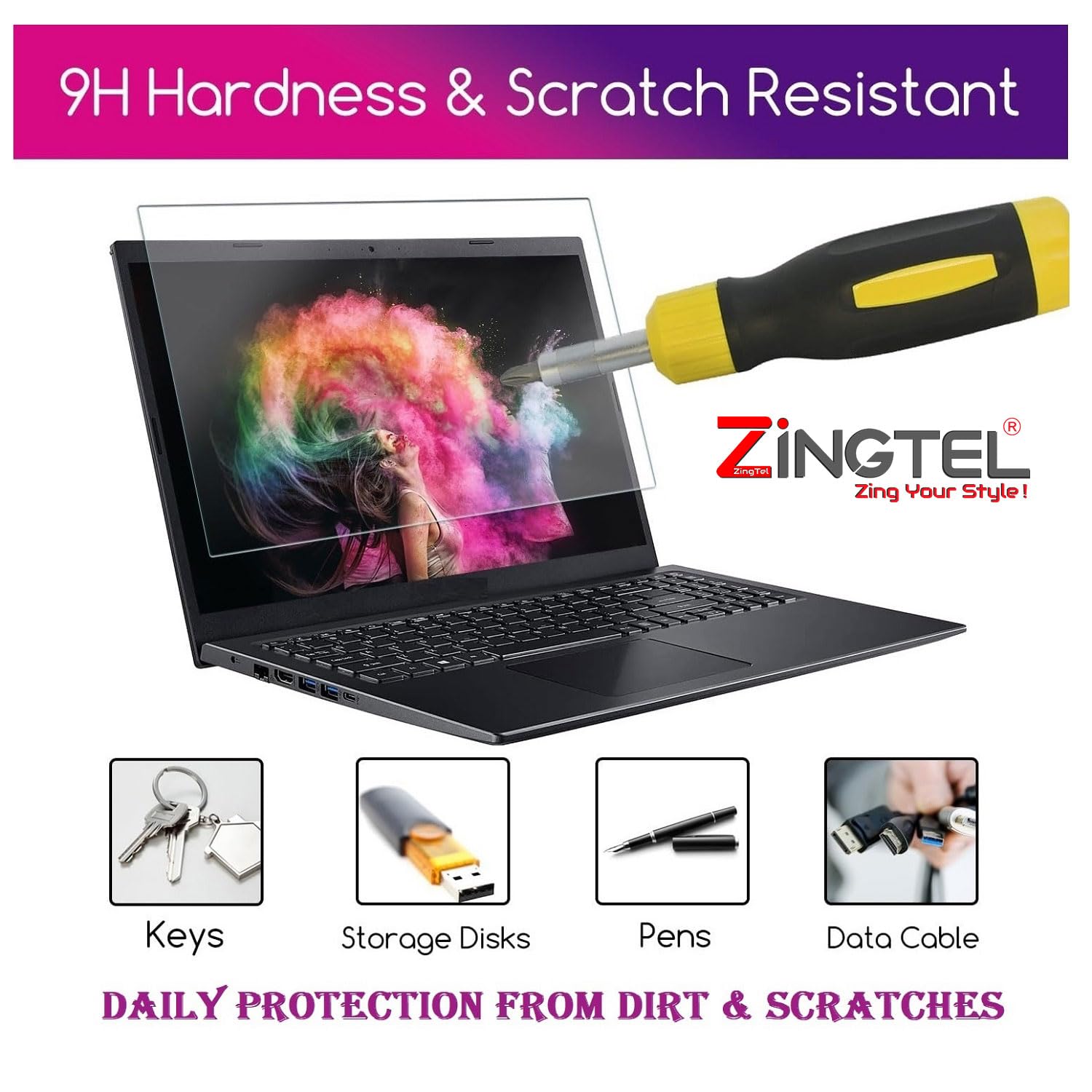 Screen Protector Compatible With Lenovo LOQ 15 (15.6 Inch, 39.6 cm, 16:9 Ratio, 1920x1080 Resolution Laptop) Flexible Fiber 9H Hardness Screen Protector Not a Tempered Glass — Amazon image 2